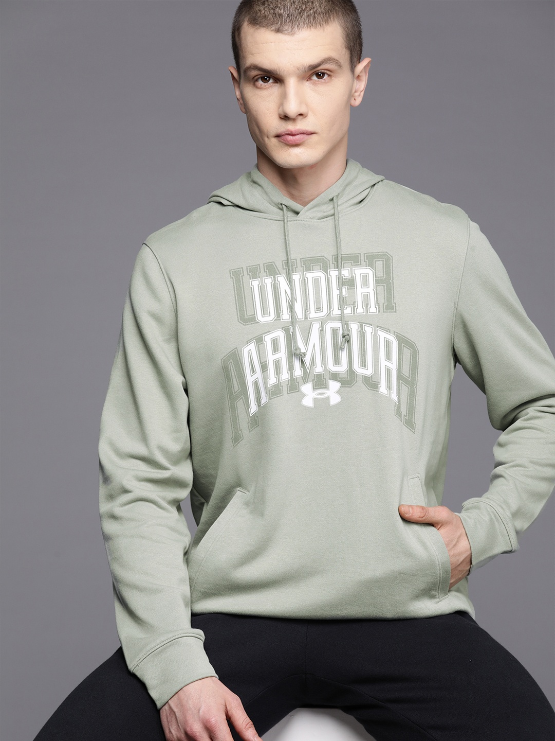 

UNDER ARMOUR Rival Terry Graphic Printed Hoodie, Green
