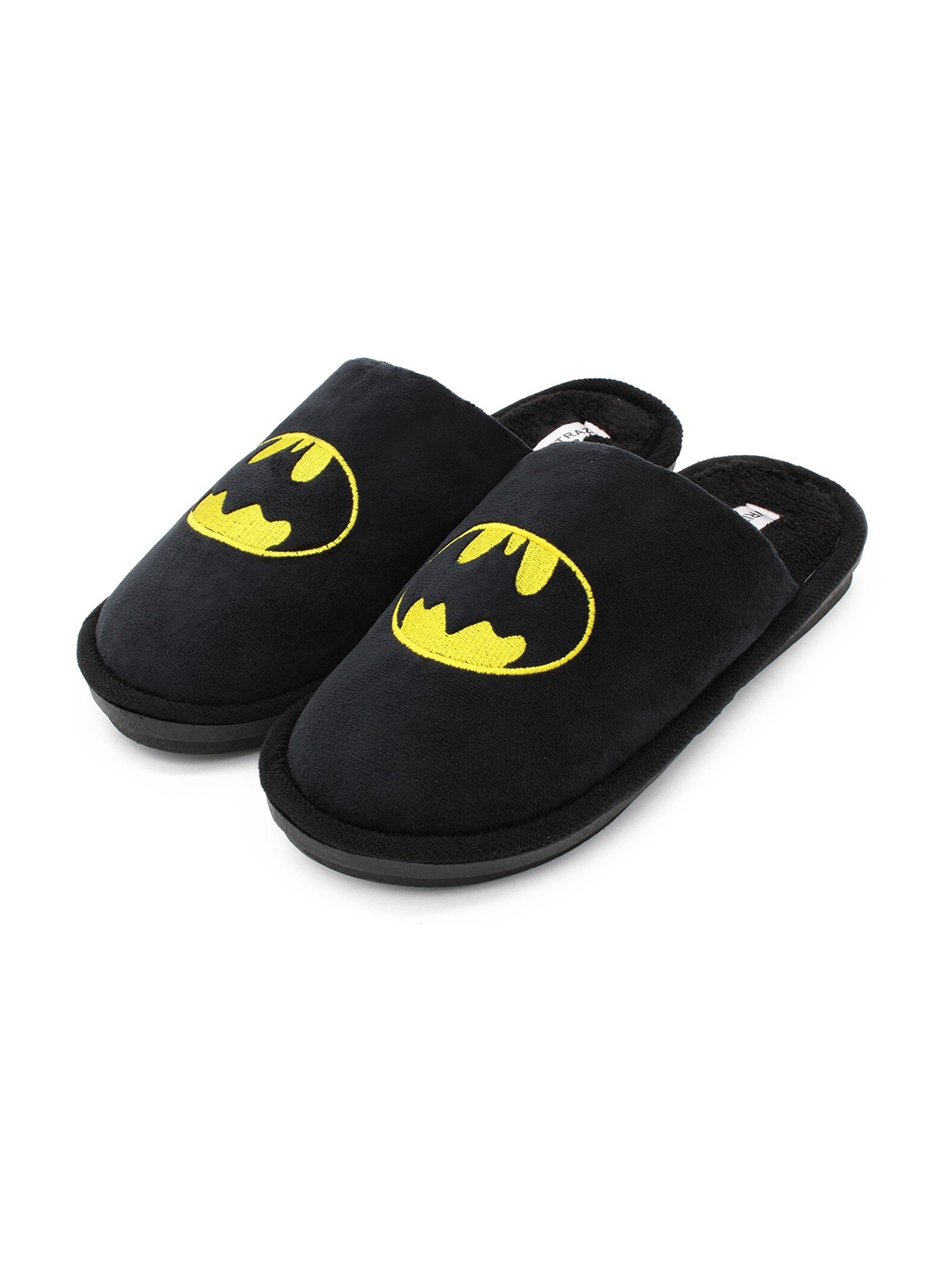 

JENNA Men Batman Embroidered Fur Room Slippers, Black