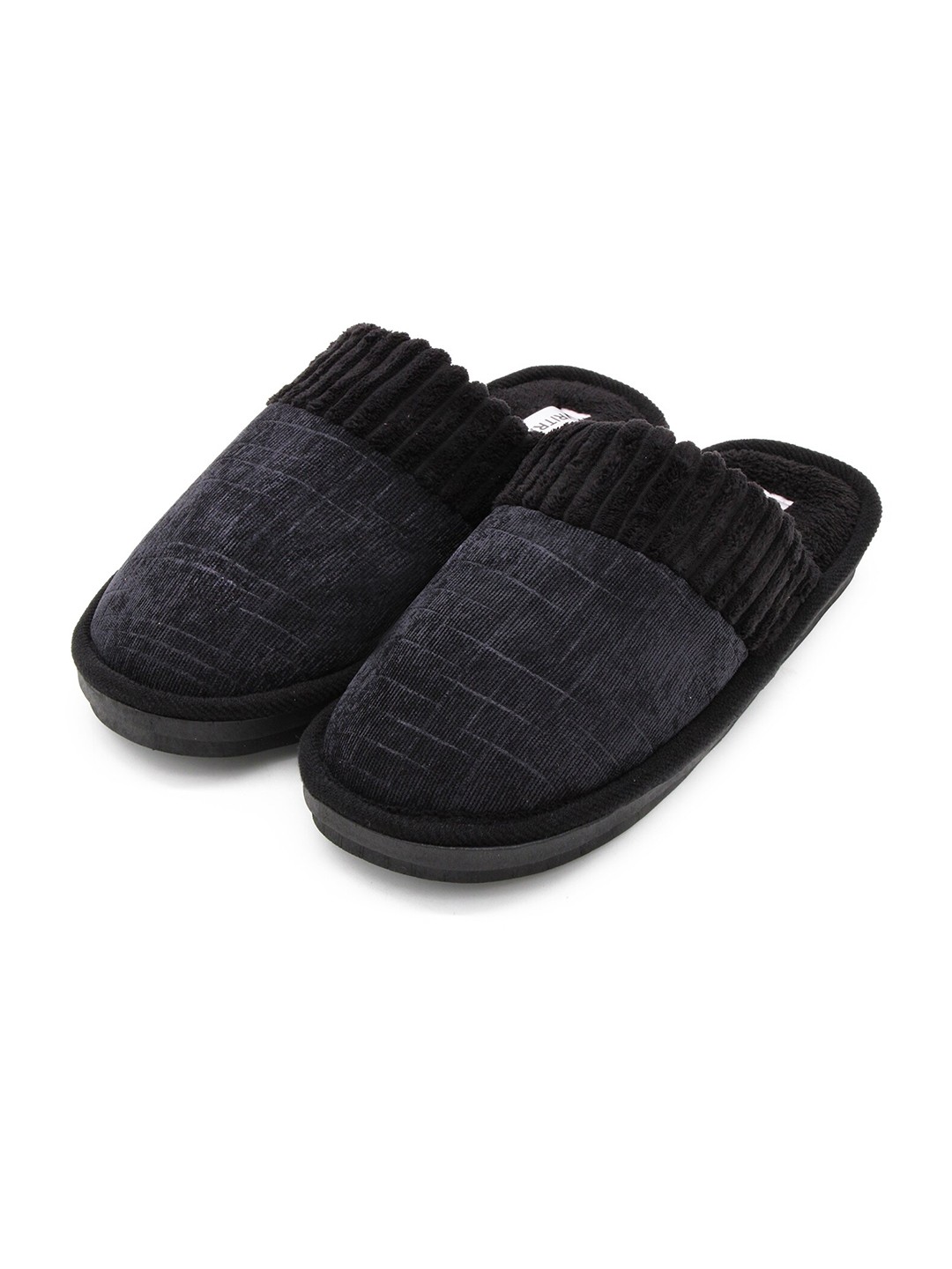 

JENNA Men Textured Fur Sliders, Black