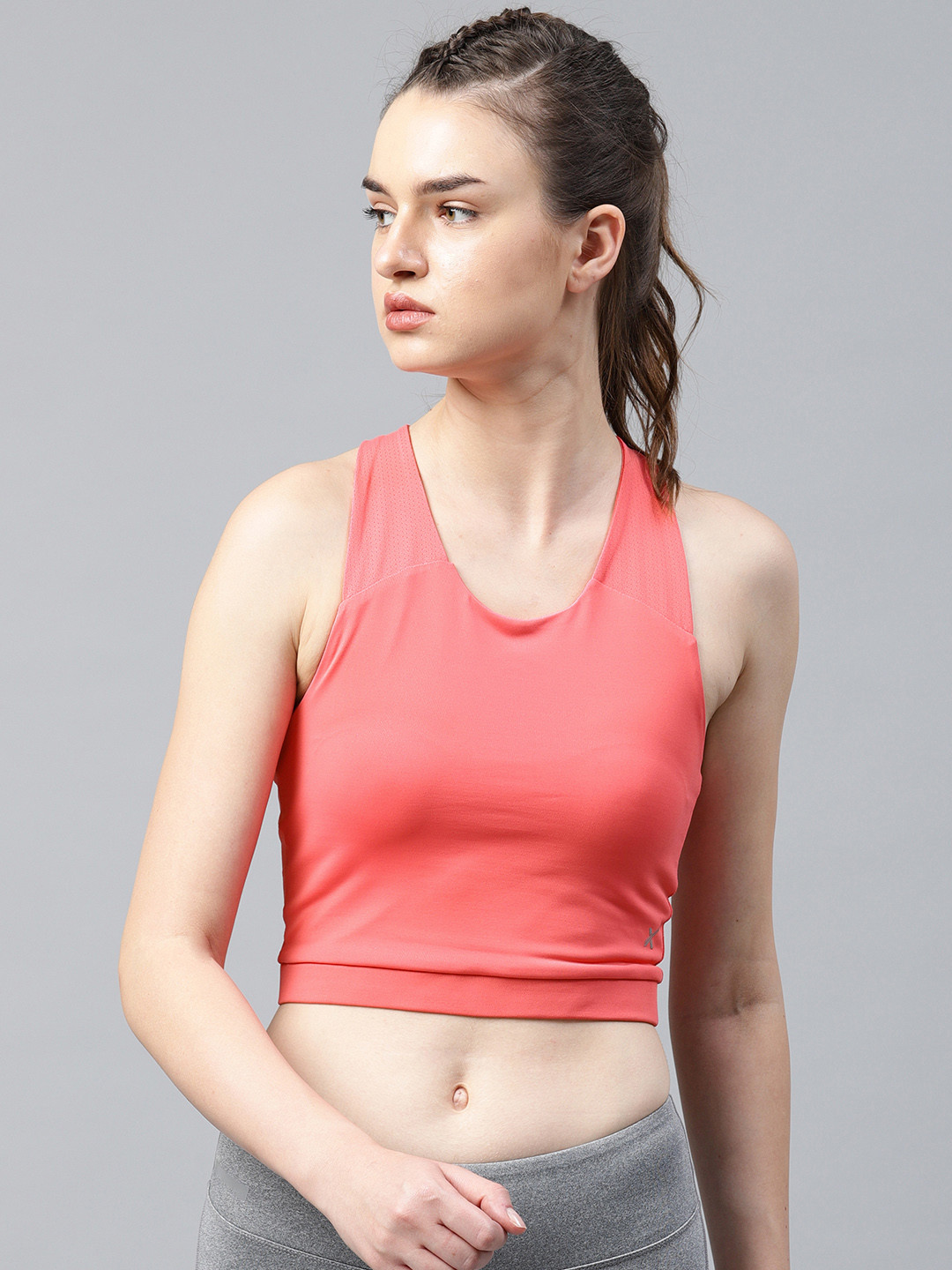 

HRX by Hrithik Roshan Pink Solid Non-Wired Lightly Padded Sports Bra