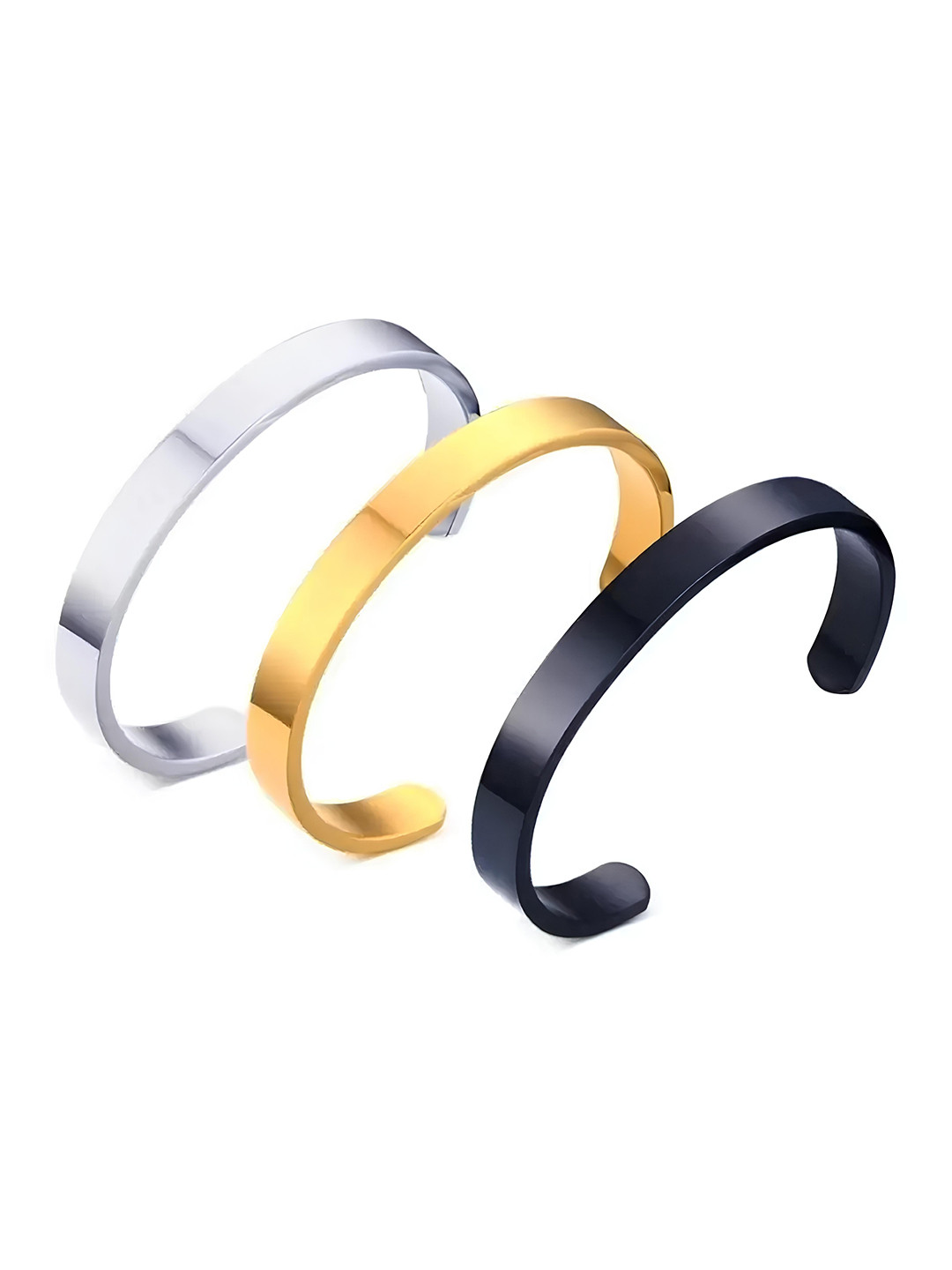 

KARISHMA KREATIONS Unisex Set Of 3 Stainless Steel Cuff Bracelet, Black