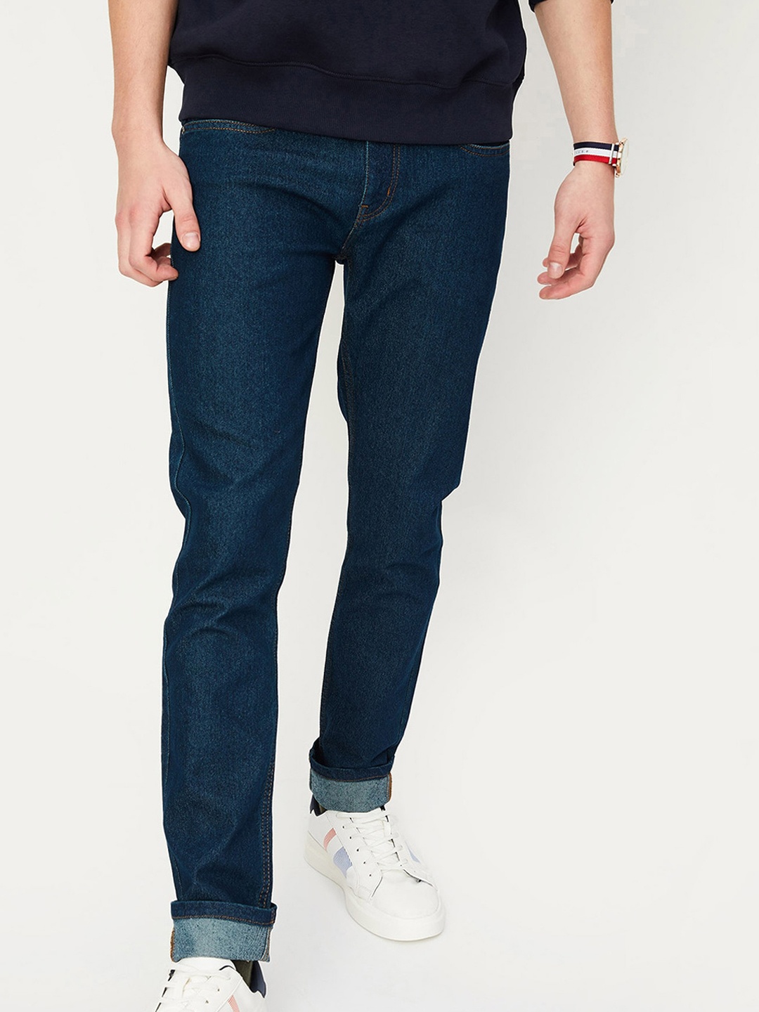 

max Men Mid-Rise Stretchable Jeans, Navy blue