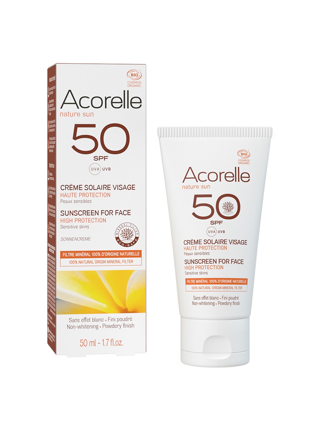 

Acorelle Nature Sun High Protection UVA & UVB SPF 50 Sunscreen For Face - 50ml, White