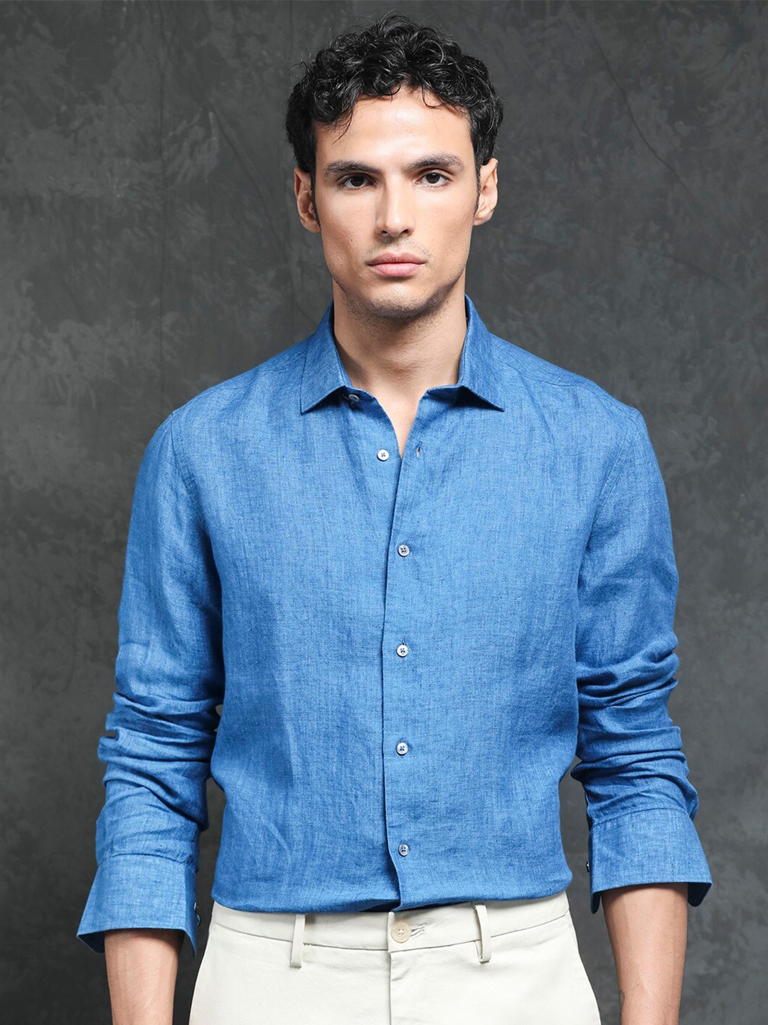 

RARE RABBIT Men Borium Slim Fit Cotton Shirt, Blue