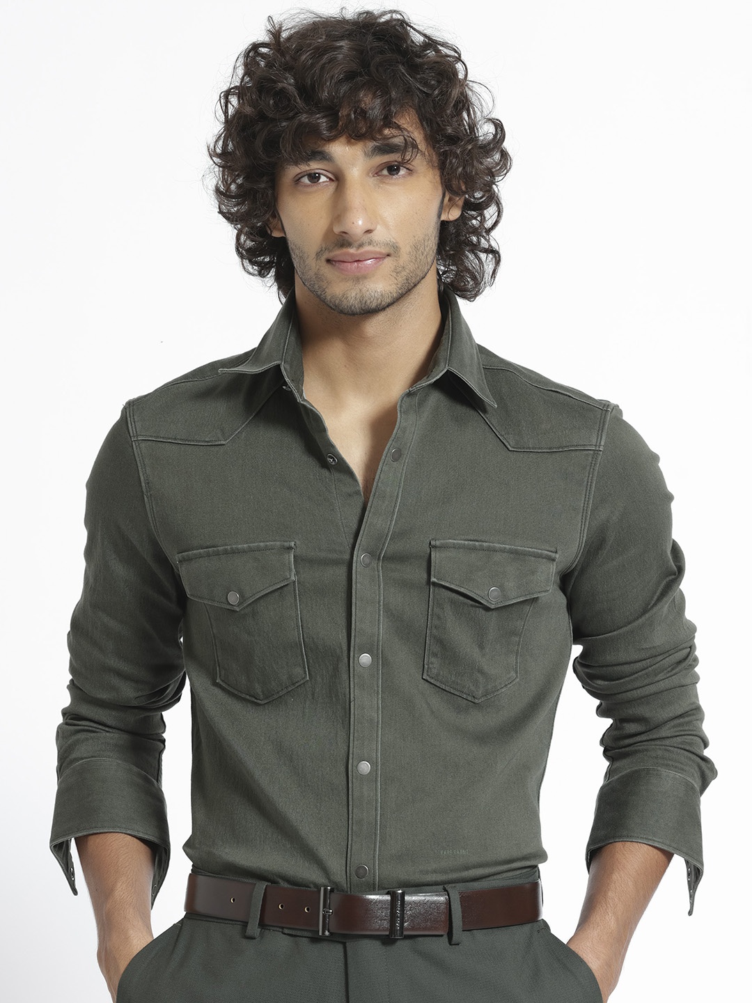 

RARE RABBIT Men Xenon Slim Fit Cotton Shirt, Olive