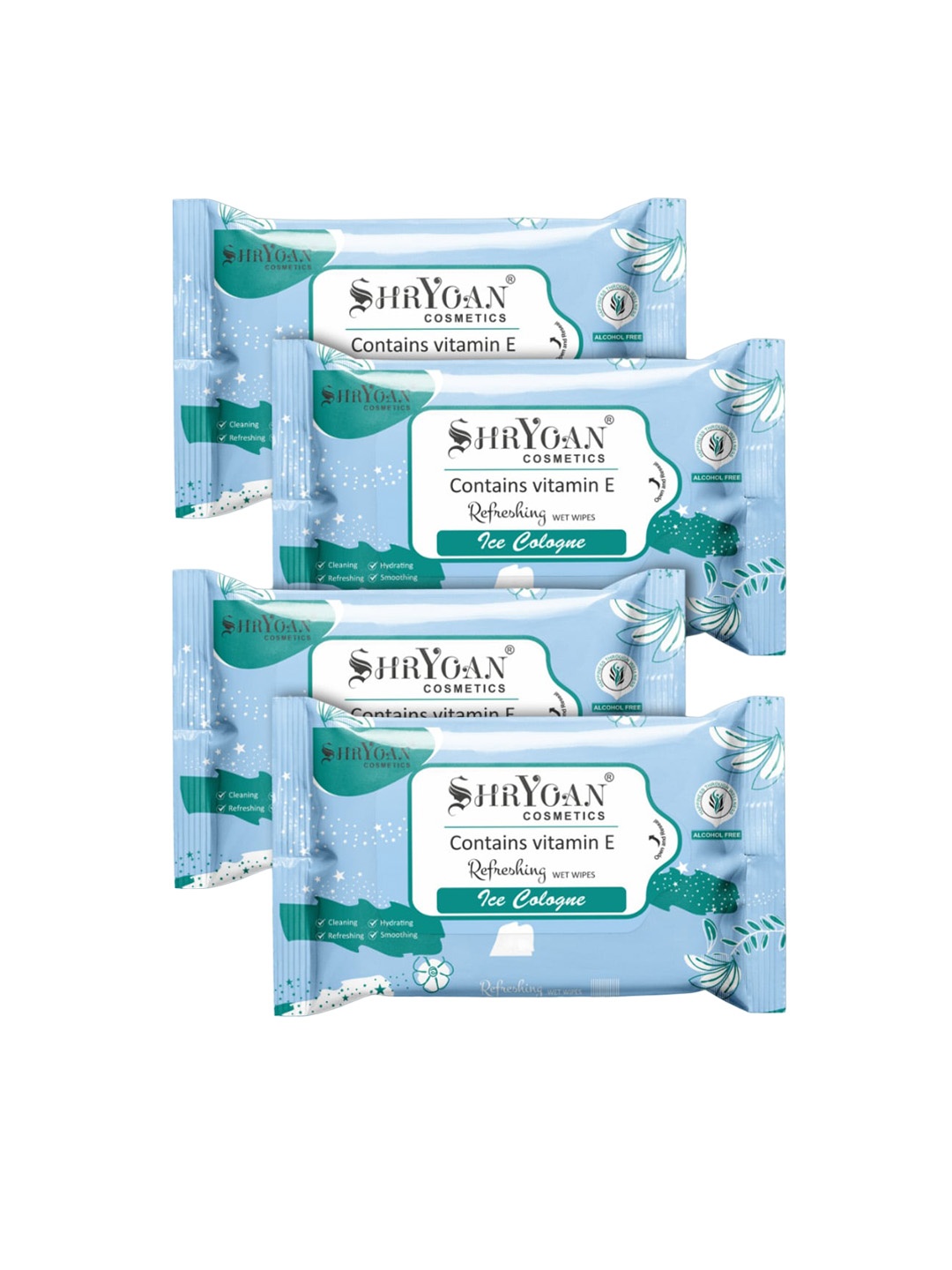 

SHRYOAN Pack Of 4 Refreshing Wet Wipes, Blue
