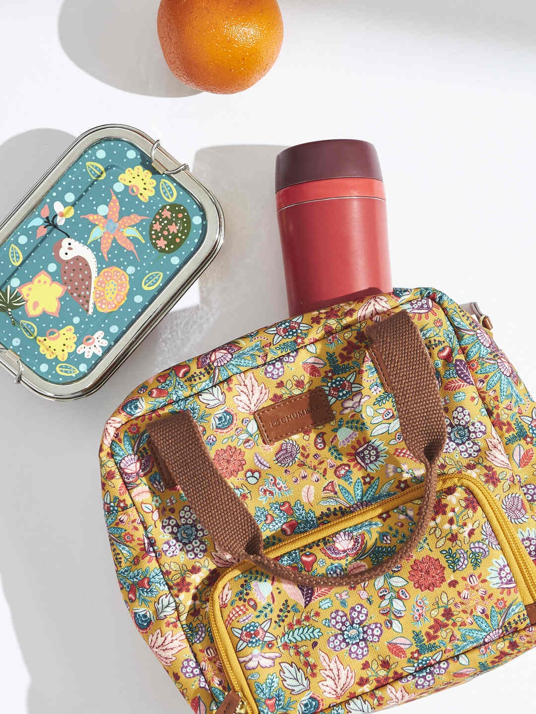 

Chumbak Printed Lunch Bag, Mustard