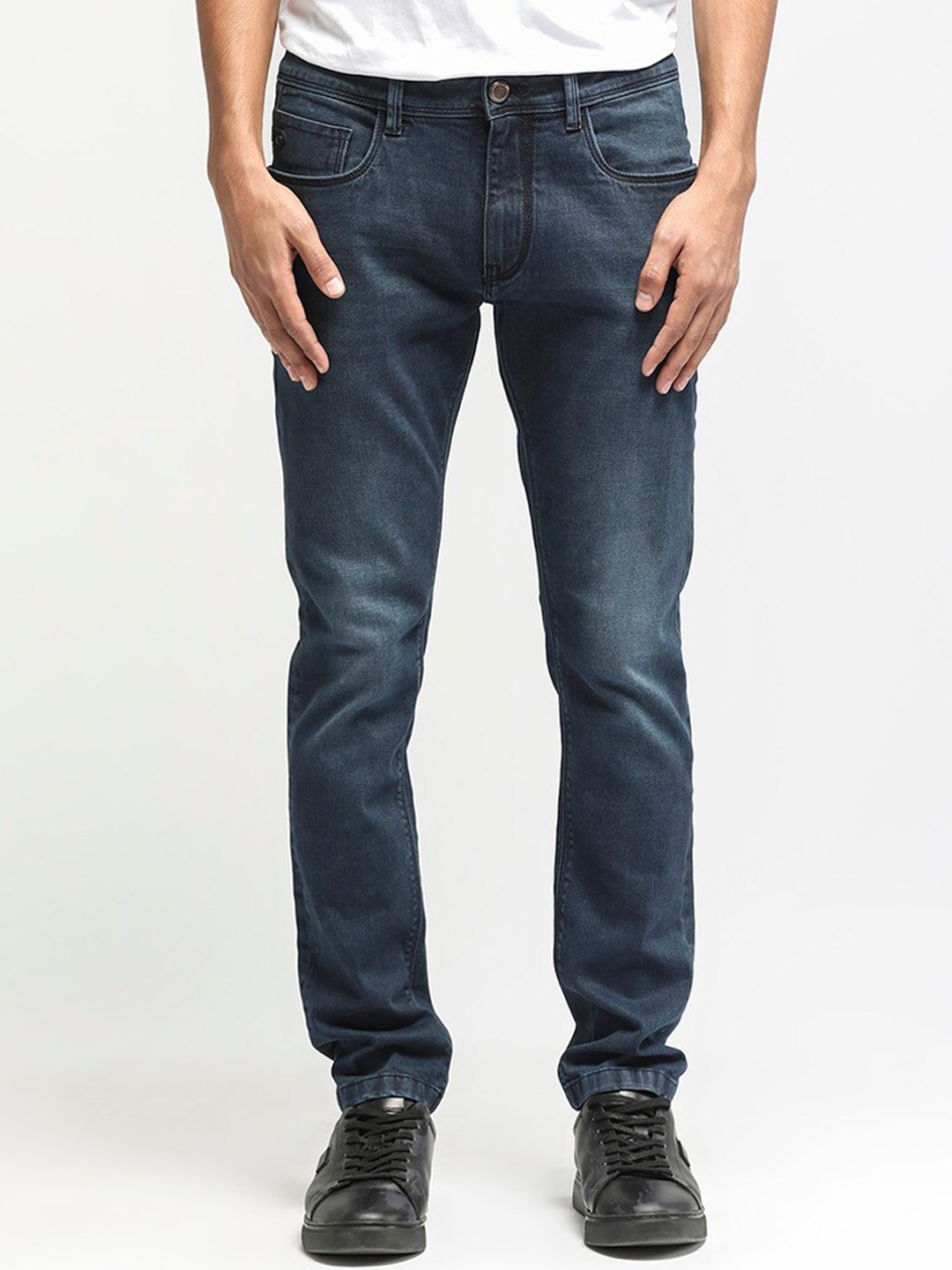 

RARE RABBIT Men Diep Slim Fit Cotton Jeans, Navy blue