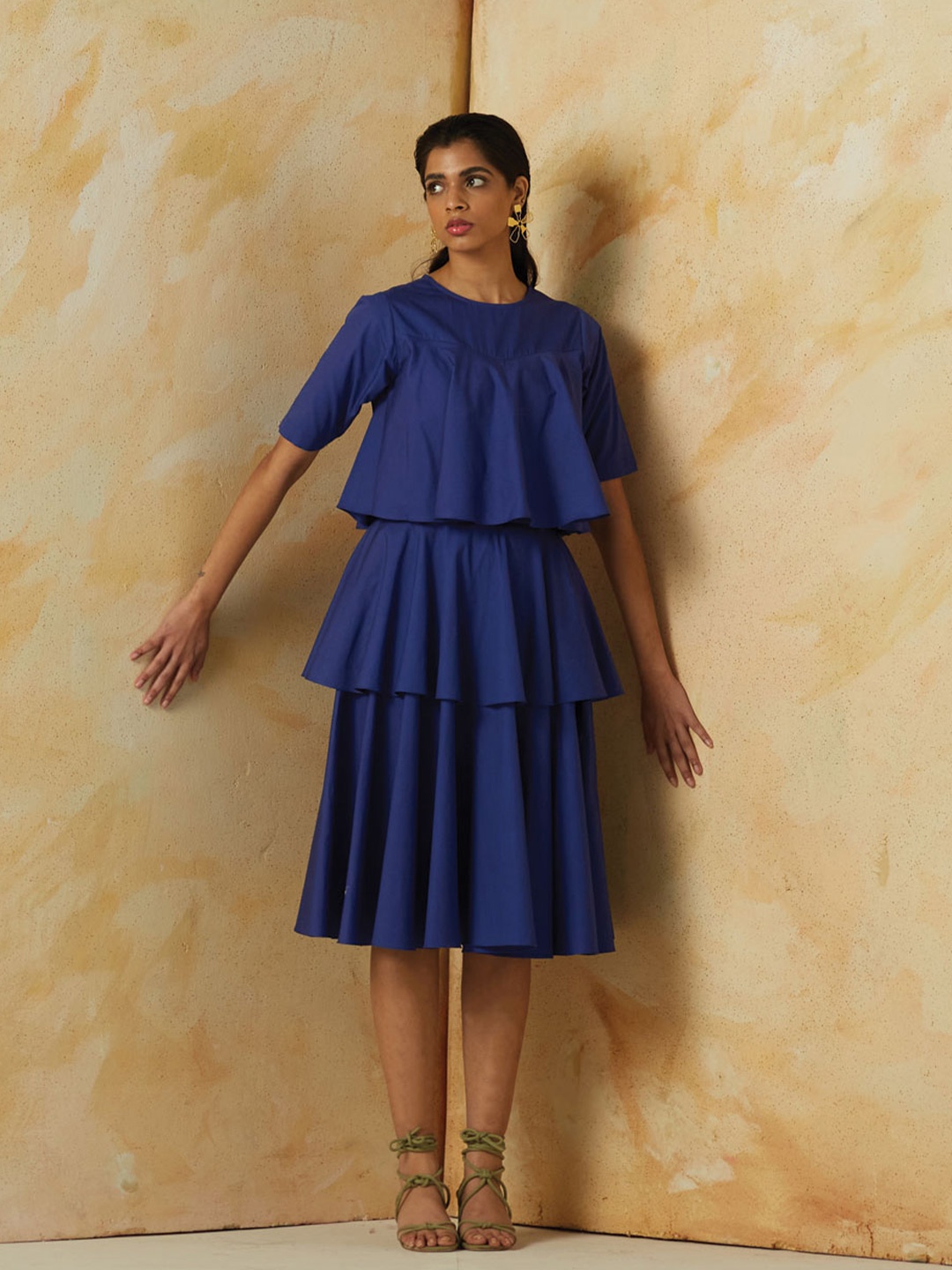 

Kanelle Layered A-Line Knee Length Dress, Blue