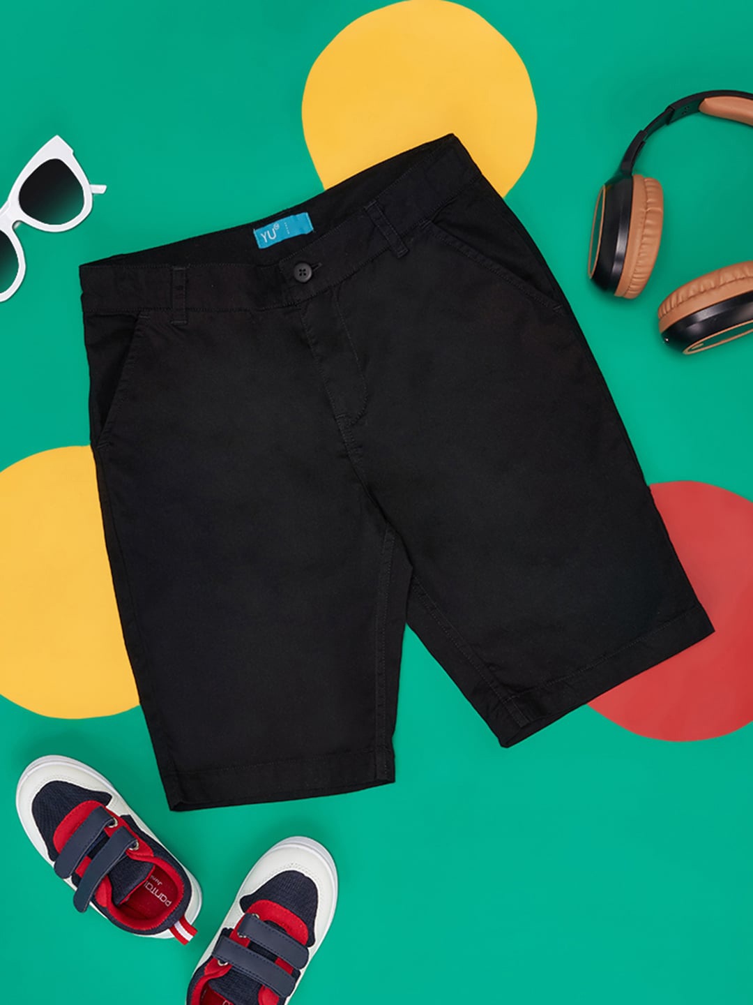 

YU by Pantaloons Boys Mid-Rise Pure Cotton Shorts, Black