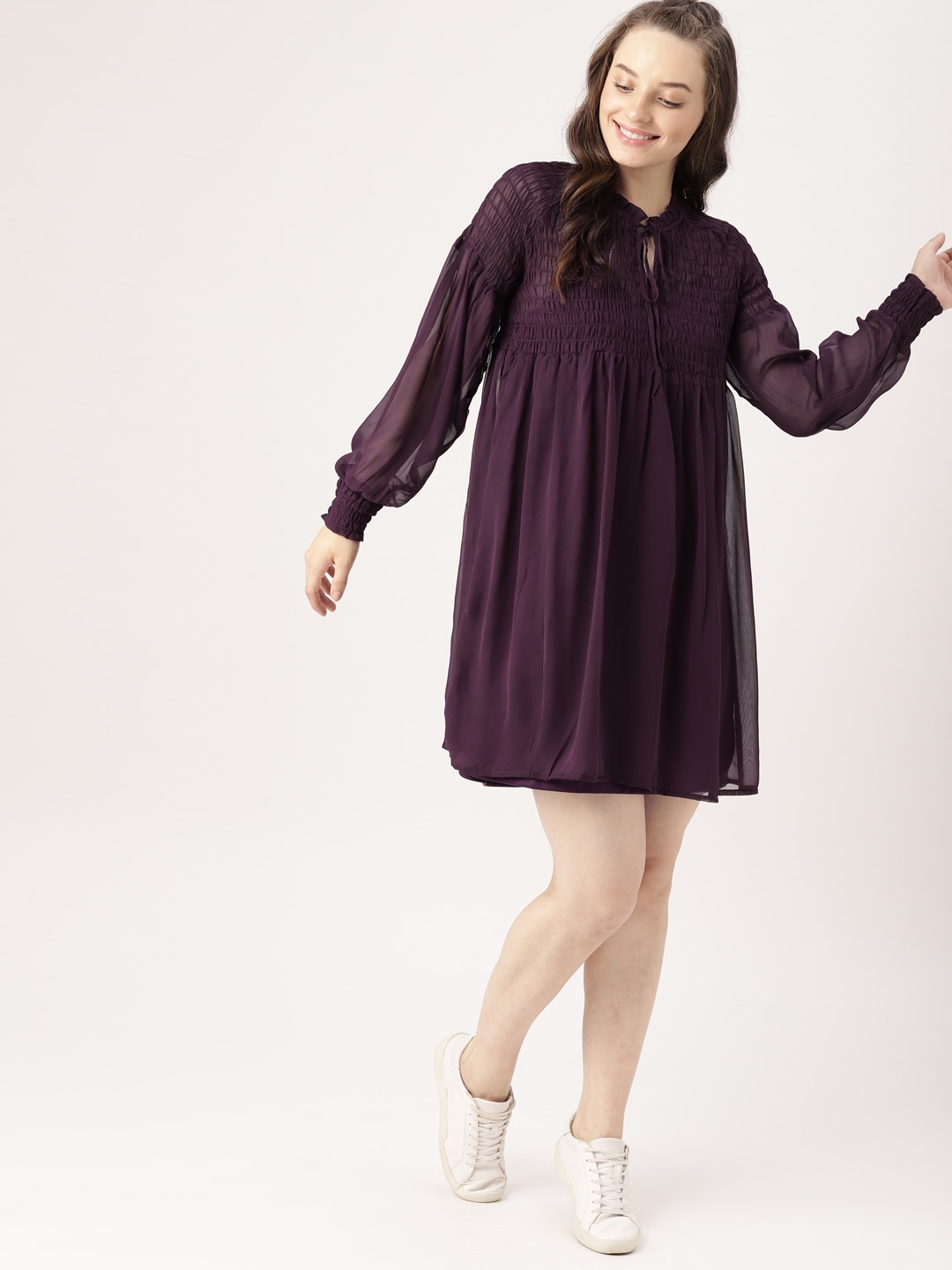 

DressBerry Women Purple Solid A-Line Dress