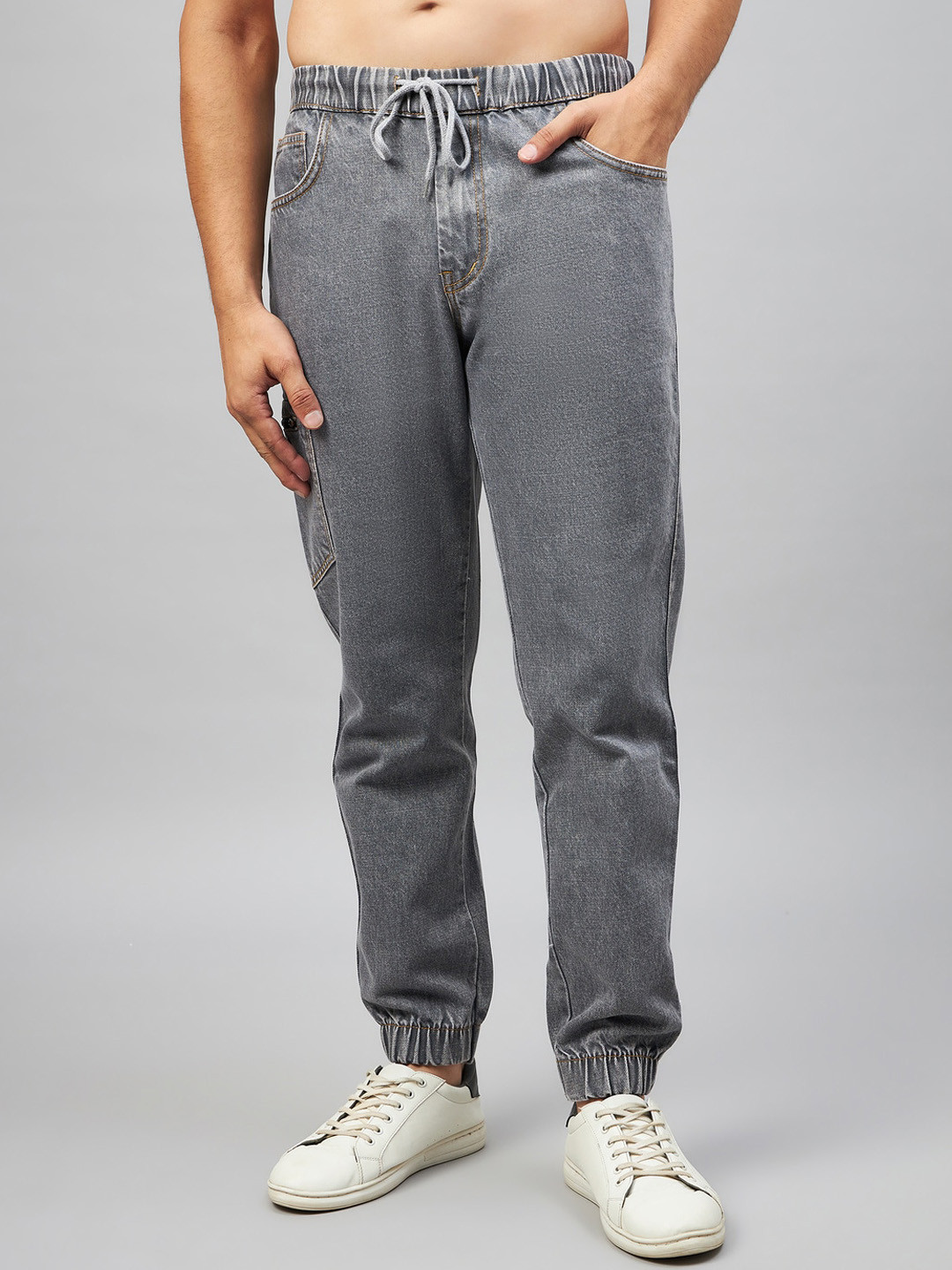 

STUDIO NEXX Clean Look Mid-Rise Jogger Acid Wash Jeans, Grey