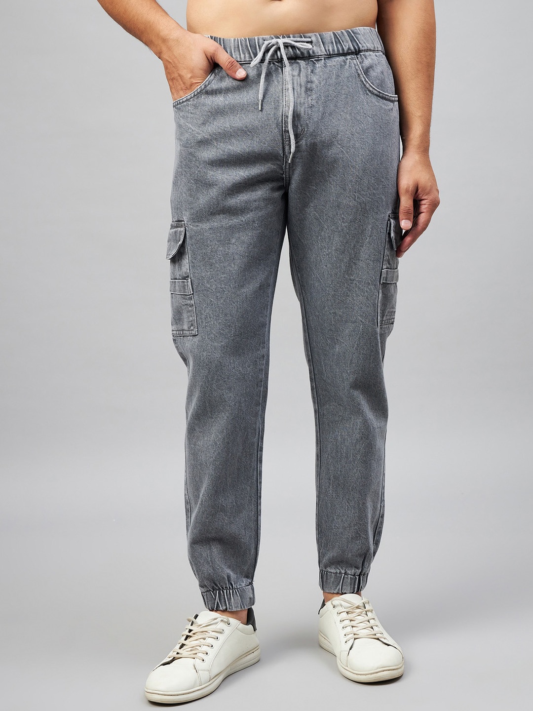 

STUDIO NEXX Clean Look Mid-Rise Jogger Acid Wash Jeans, Grey