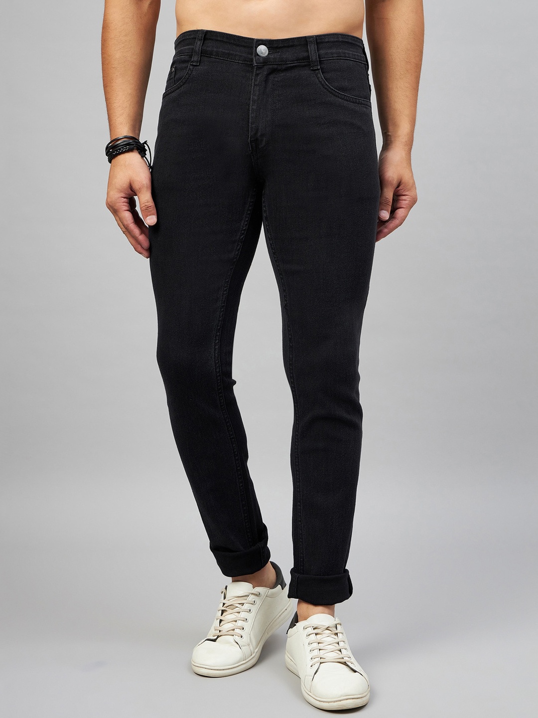 

STUDIO NEXX Men Slim Fit Clean Look Stretchable Jeans, Grey