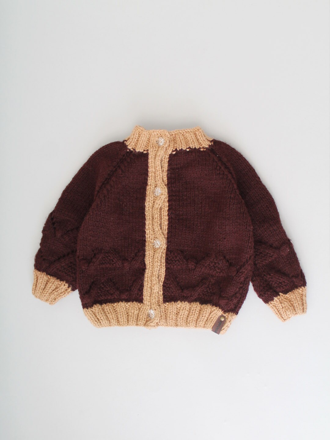 

Woonie Kids Cable Knit Turtle Neck Acrylic Cardigan, Brown