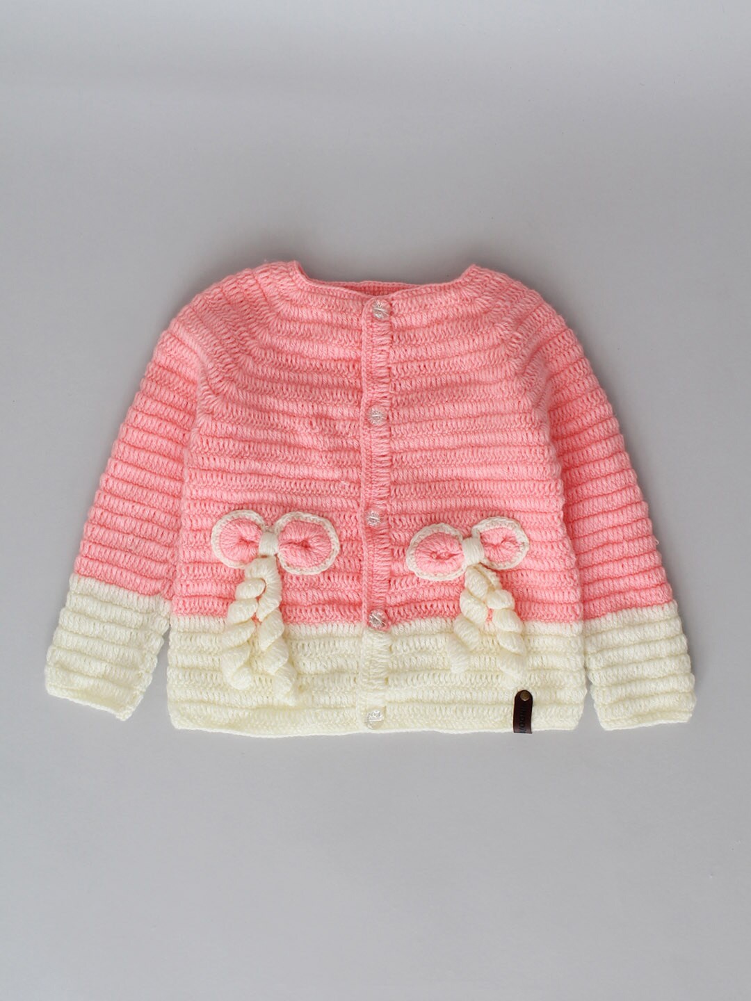 

Woonie Kids Embroidered Acrylic Cardigan, Peach