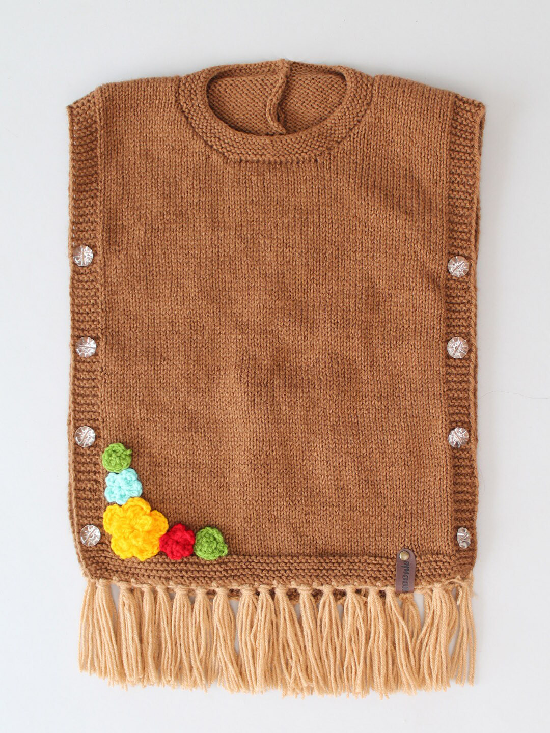 

Woonie Kids Floral Embroidered Acrylic Sweater Vest, Brown