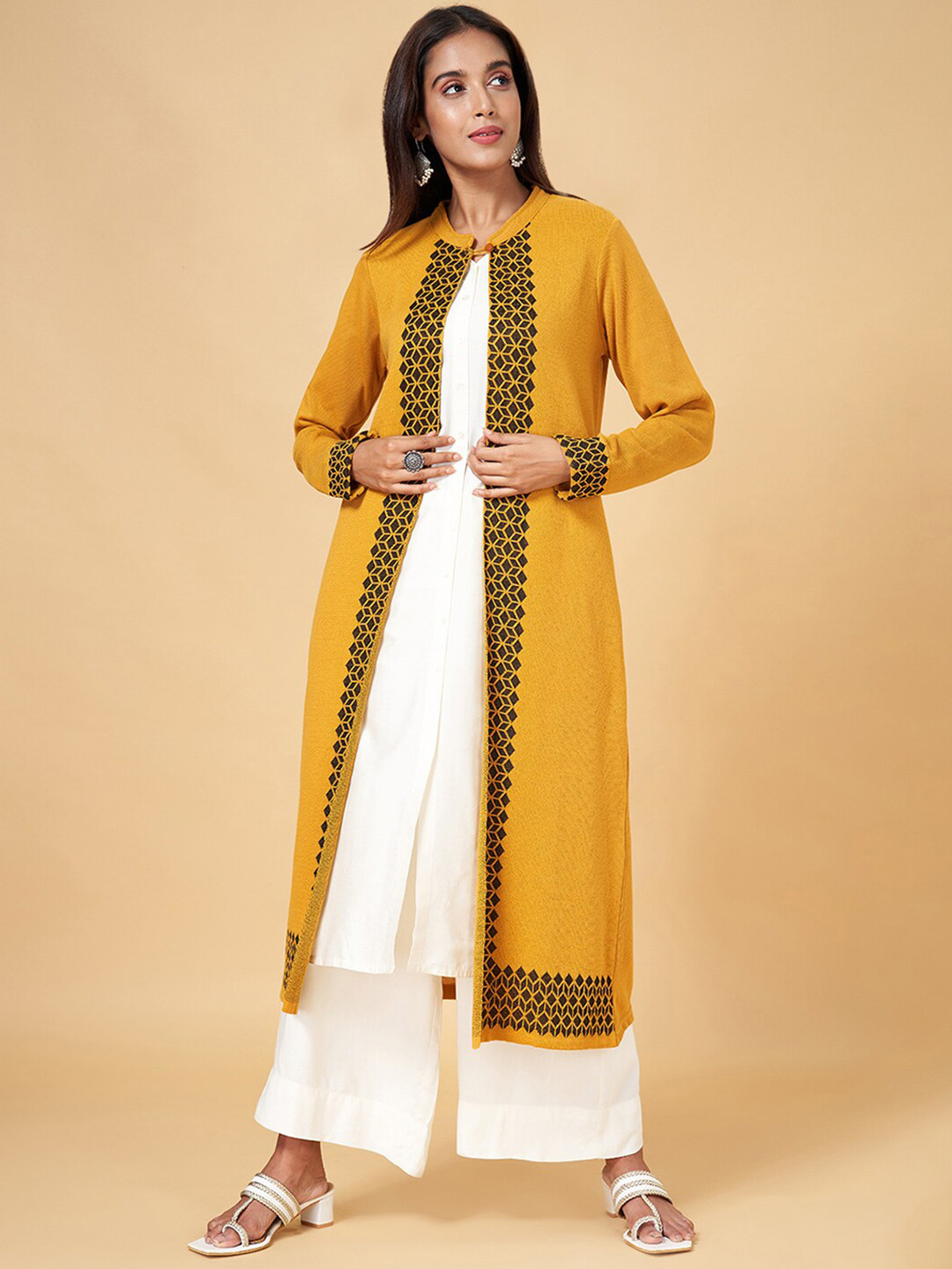 

YU by Self Designed Longline Shrug, Mustard