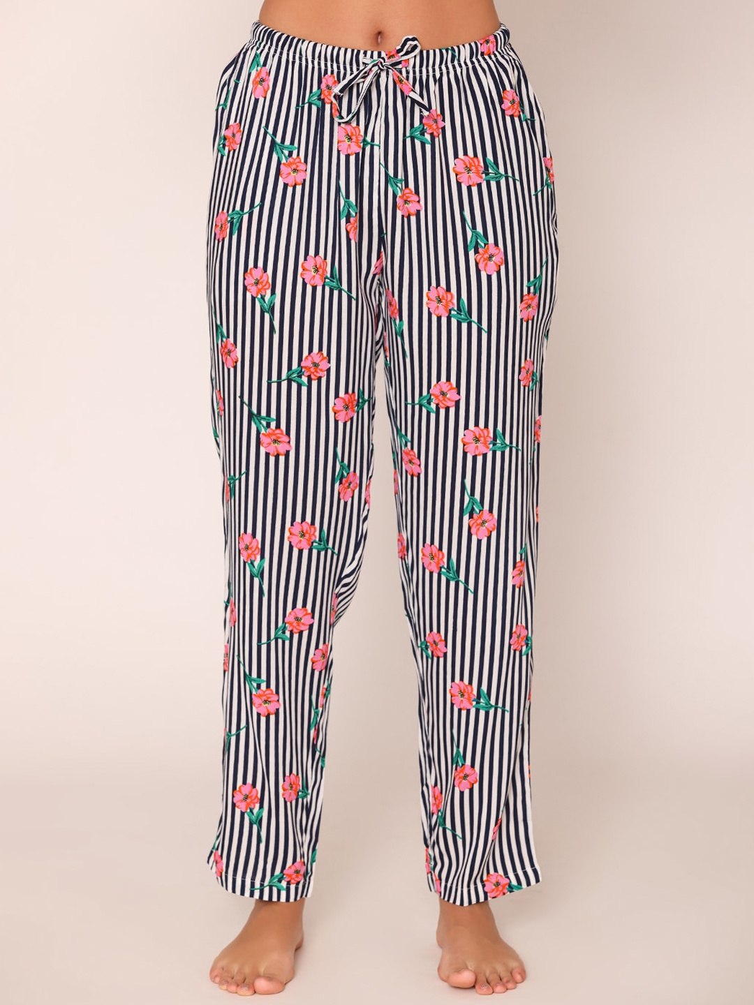 

Bonjour Women Floral Printed Cotton Lounge Pant, White