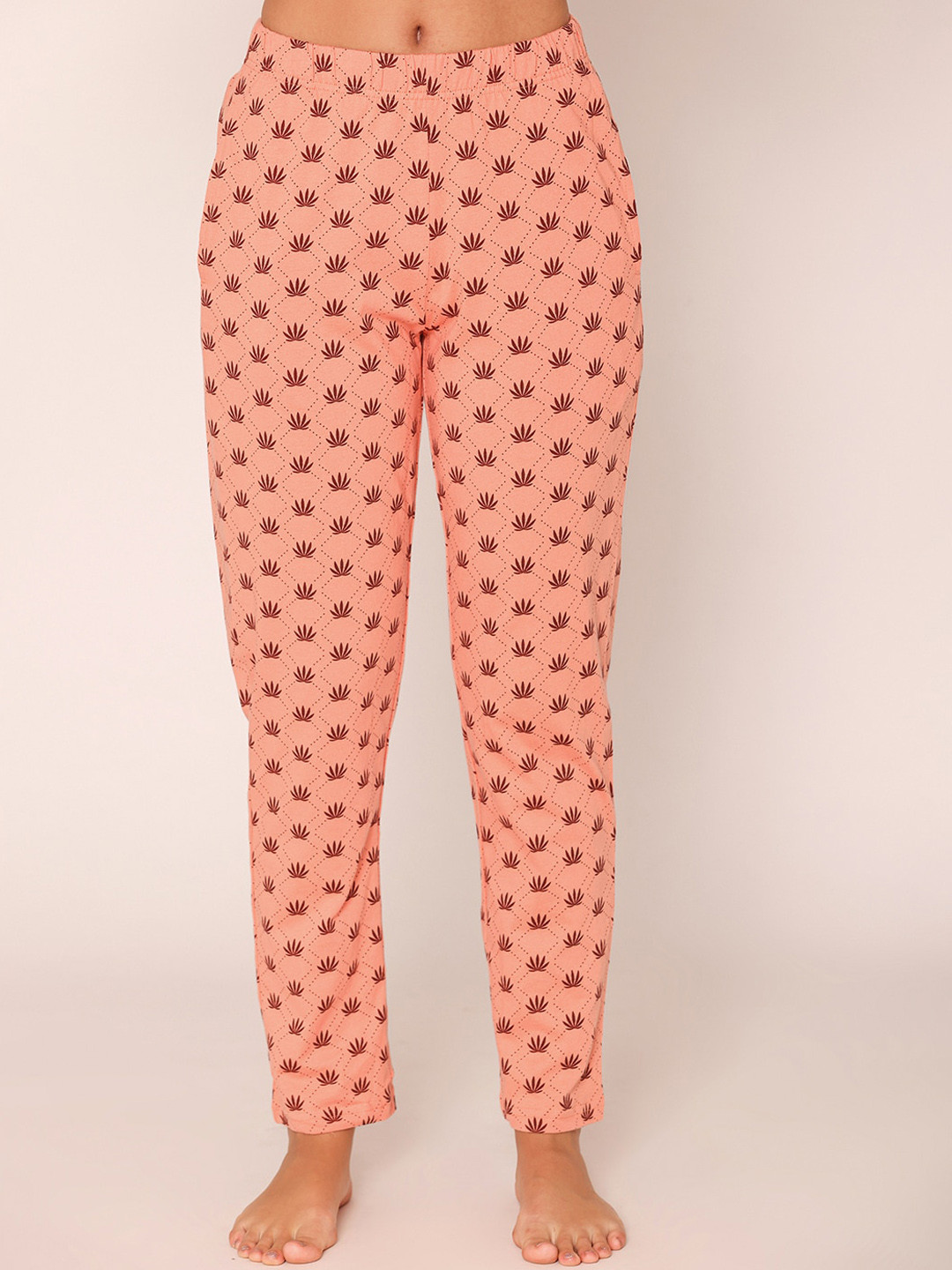 

Bonjour Women Ethnic Motifs Printed Cotton Lounge Pant, Orange