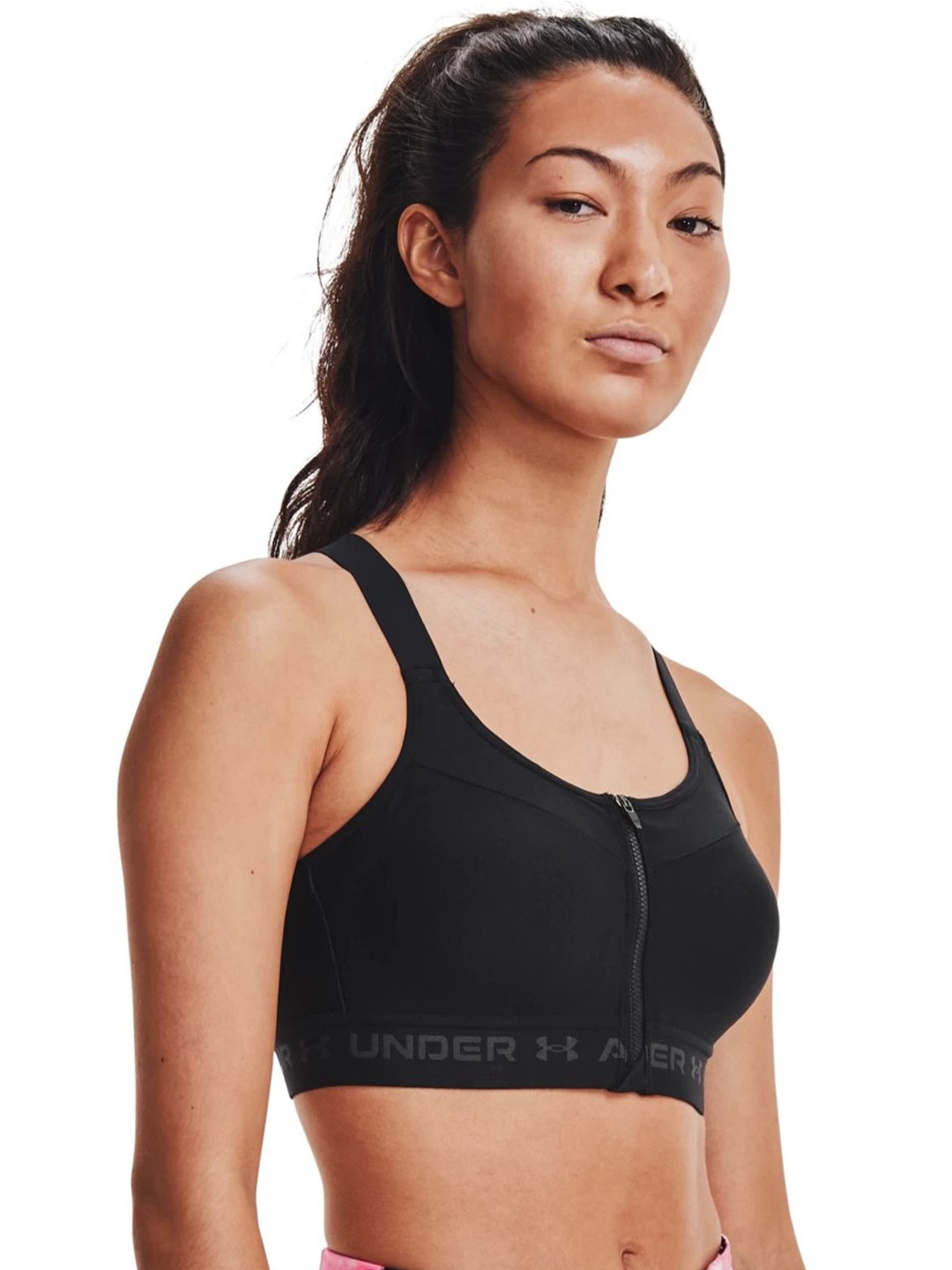 

UNDER ARMOUR Removable Padding Non-Wired Armour High Crossback Zip Training Bra, Black