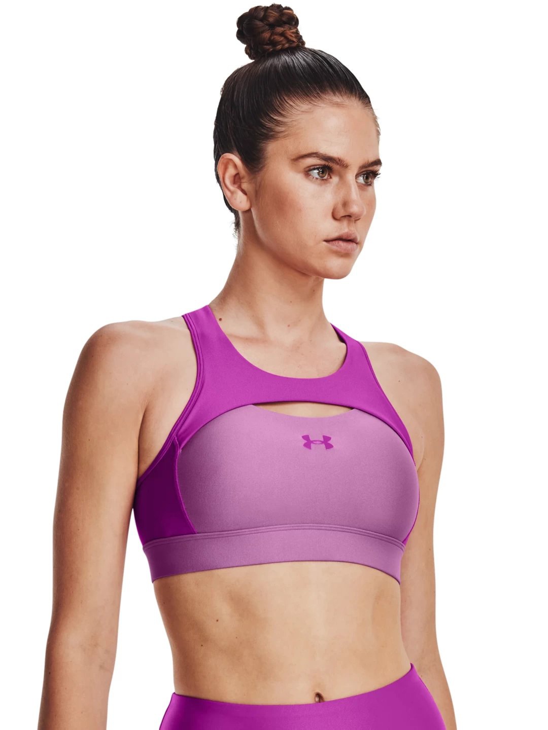 

UNDER ARMOUR Lightly Padded Non-Wired Medium Coverage Crossback Mid Harness Training Bra, Purple