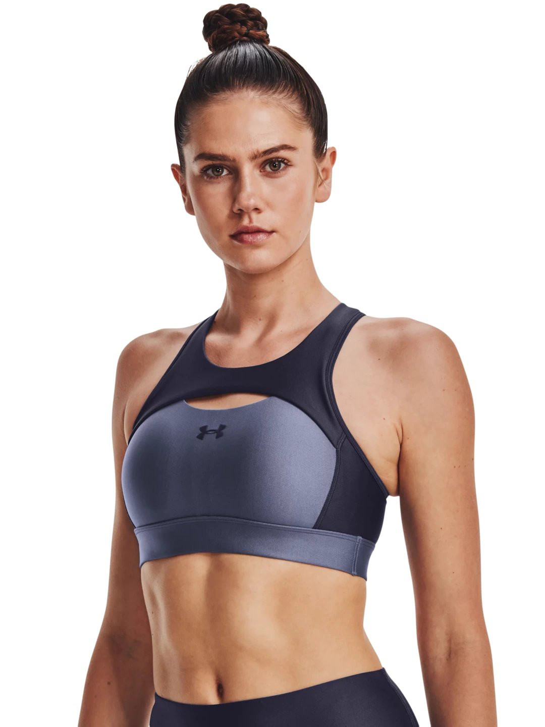 

UNDER ARMOUR Colourblocked Lightly Padded Training Bra, Grey