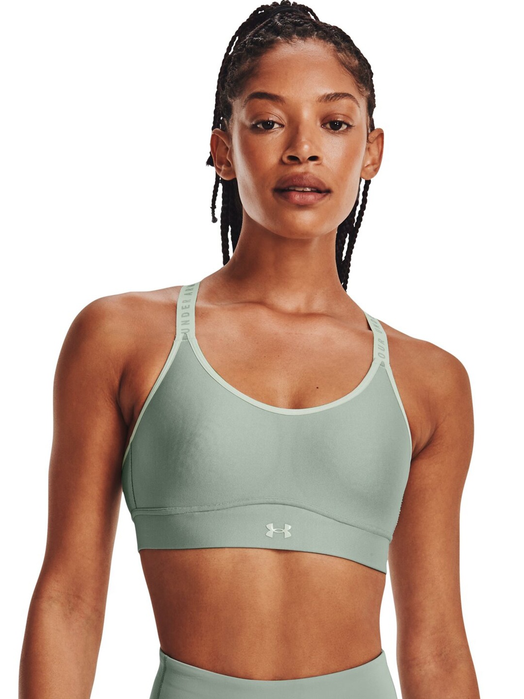 

UNDER ARMOUR Lightly Padded Non-Wired Medium Coverage Infinity Mid Covered Training Bra, Sea green