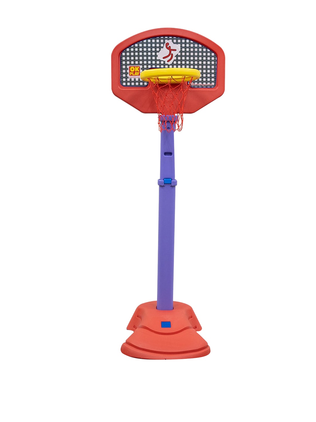 

OK PLAY Kids Adjustable Basketball Ring Stand With Deflated Ball Activity Toy, Red