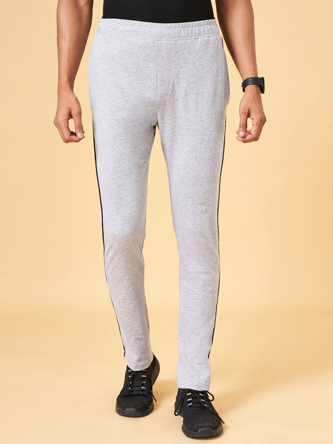 

Ajile by Pantaloons Men Cotton Slim Fit Sports Track Pants, Grey melange