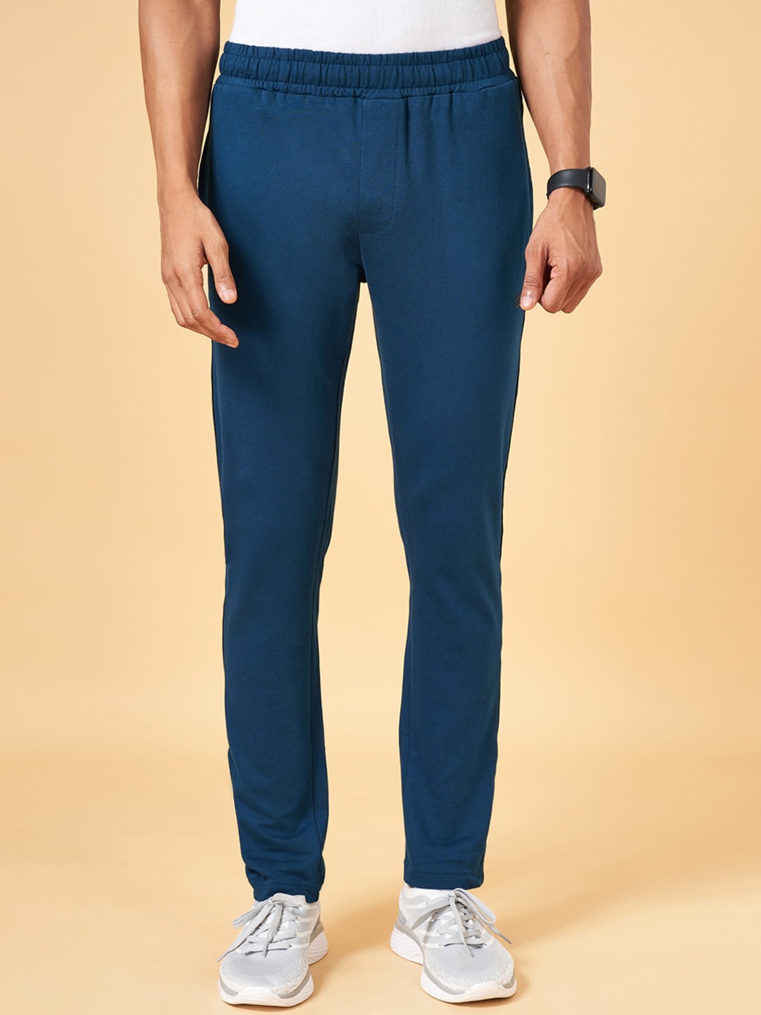 

Ajile by Pantaloons Men Cotton Slim Fit Track Pants, Navy blue