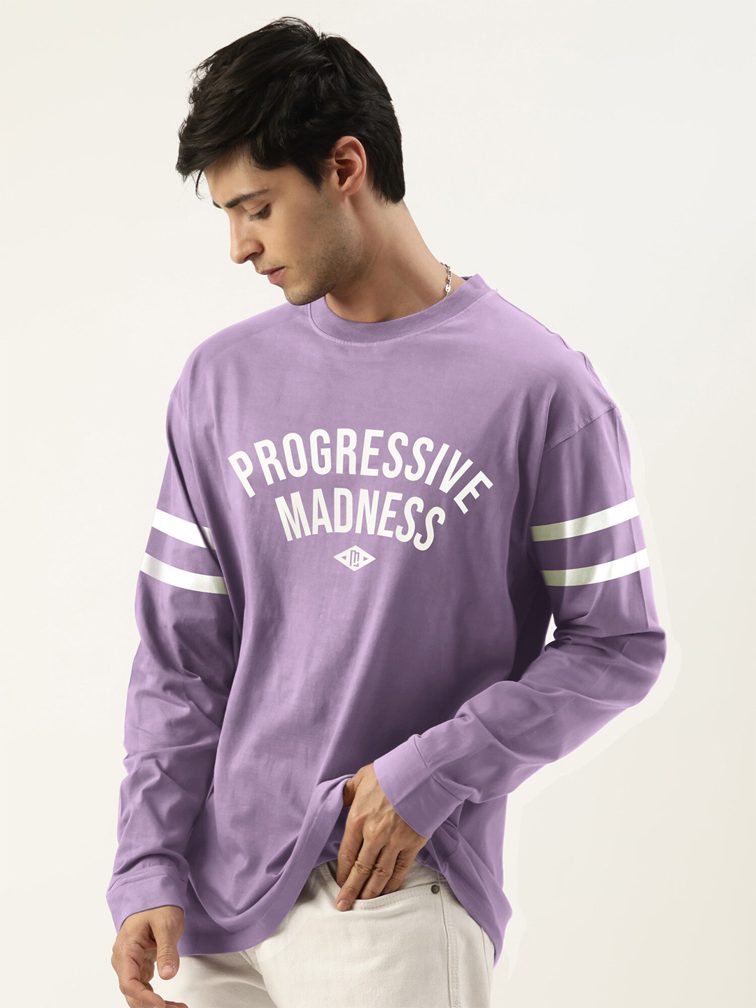 

Maniac Typography Printed Pure Cotton T-shirt, Purple