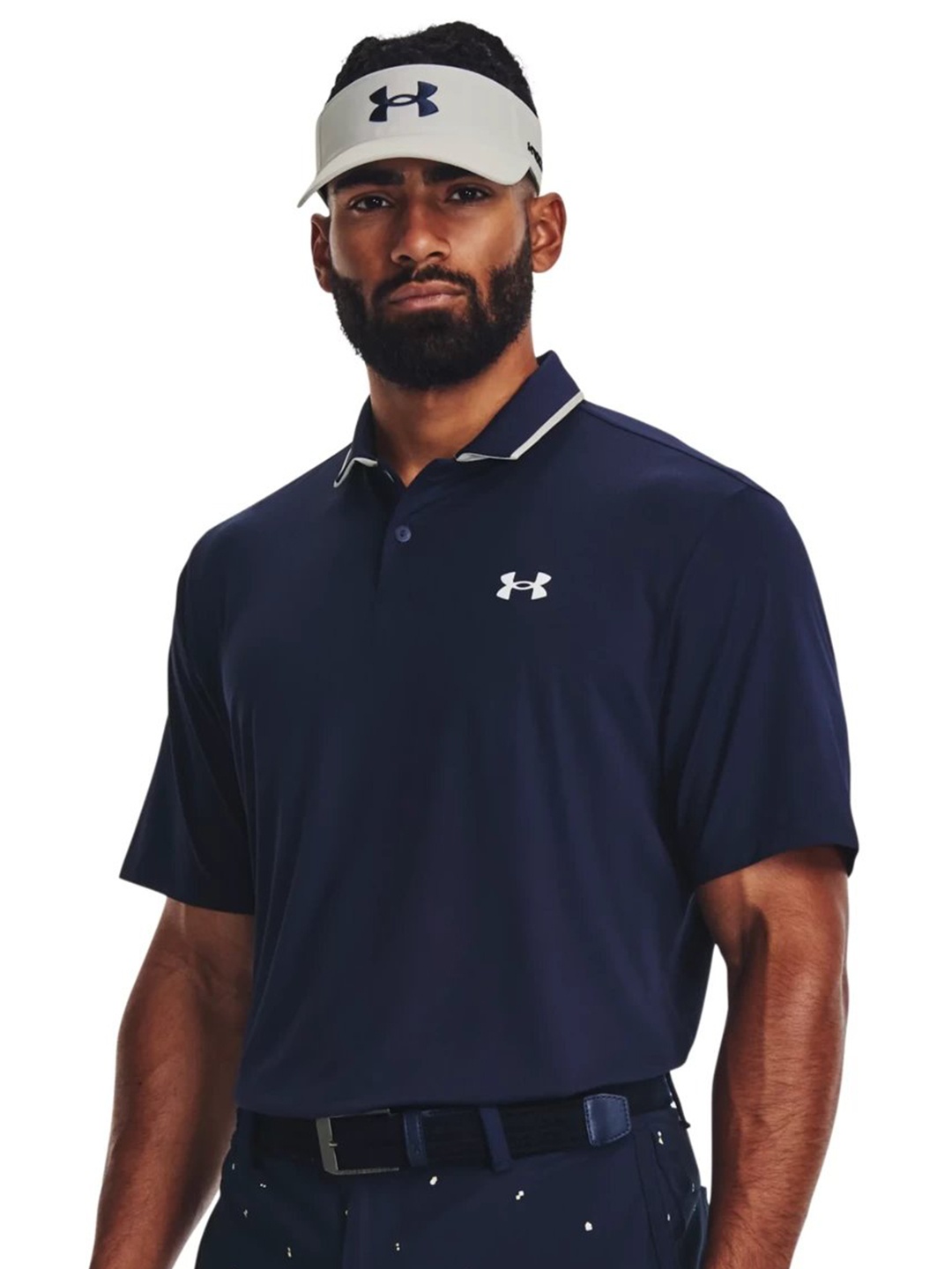 

UNDER ARMOUR Iso-Chill Brand Logo Printed Detail Polo Collar T-Shirt, Navy blue