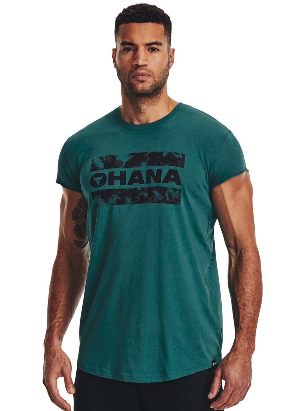

UNDER ARMOUR Project Rock Printed Cap Short Sleeeves Fam T-Shirt, Green