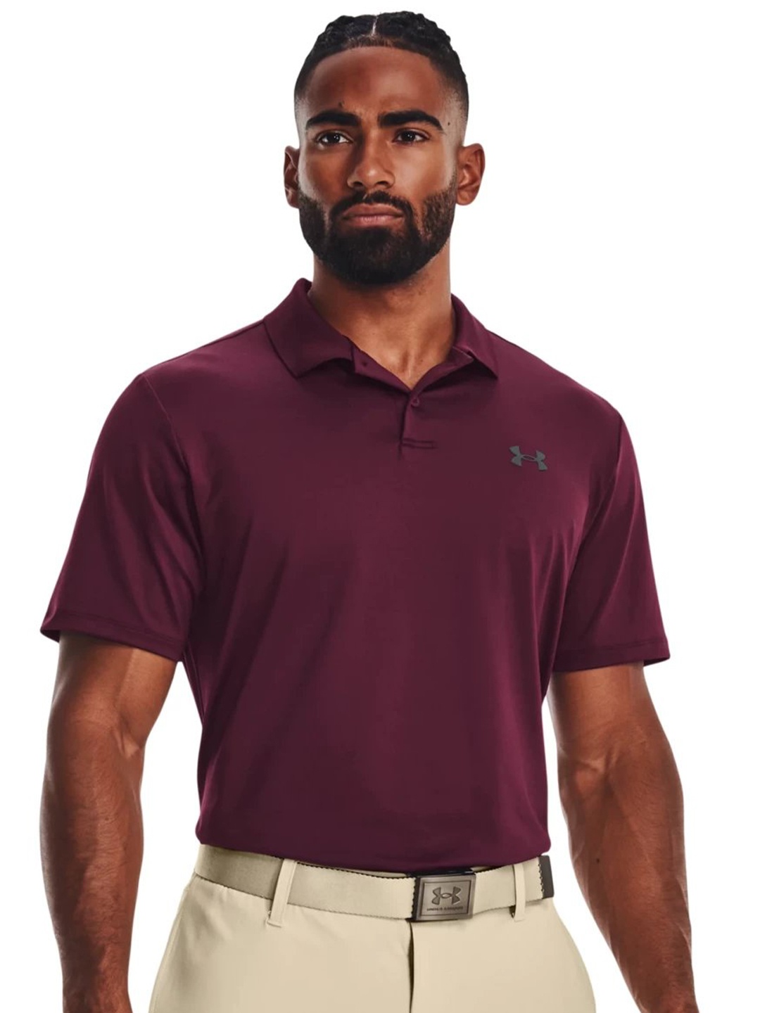 

UNDER ARMOUR Performance 3.0 Polo Collar T-Shirt, Maroon