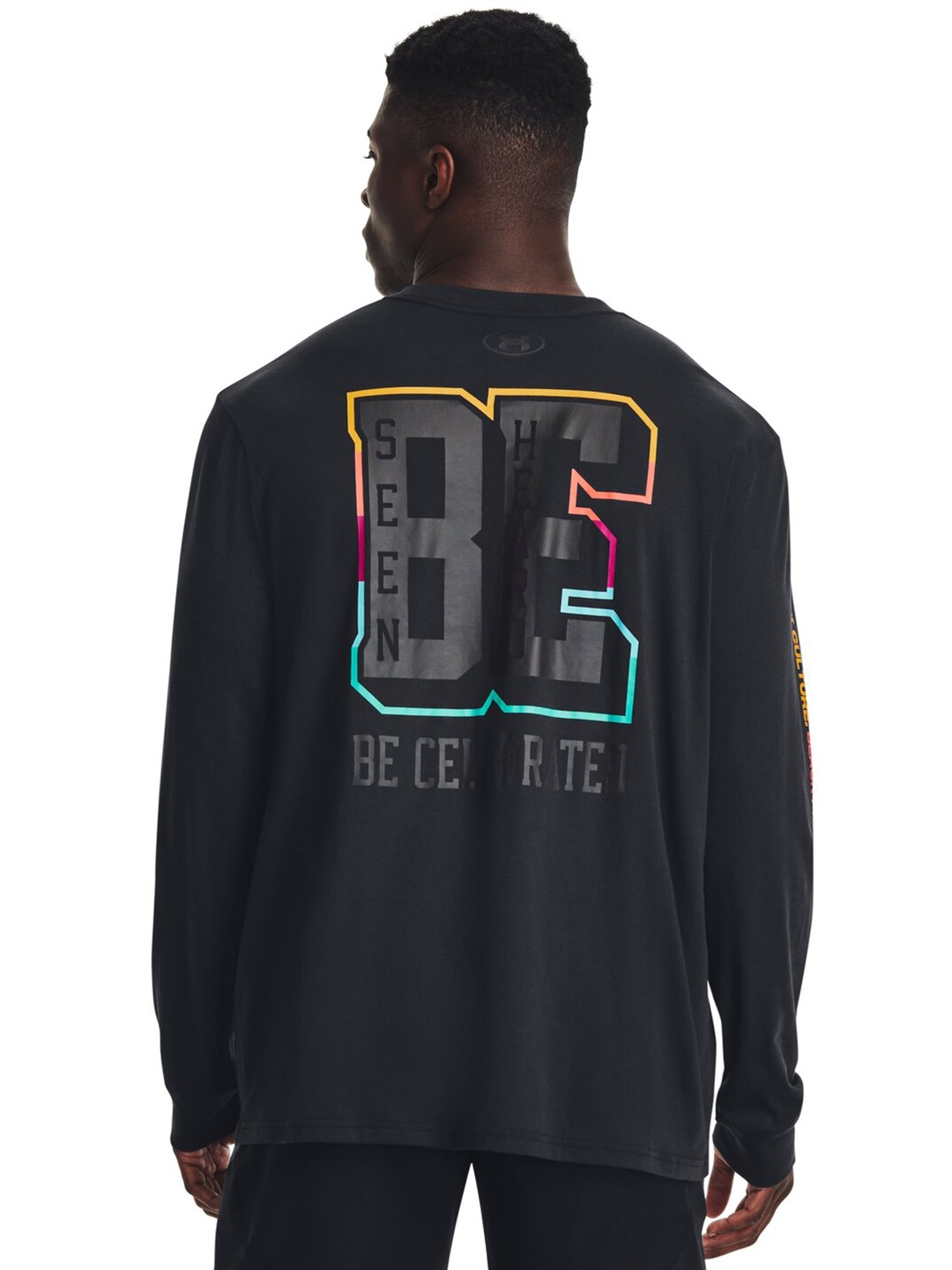 

UNDER ARMOUR BHM Typography Printed Long Sleeves Round Neck T-Shirt, Black