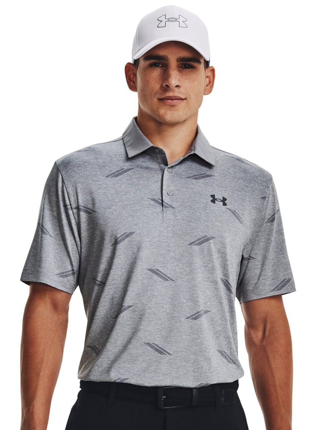 

UNDER ARMOUR Printed Playoff Deuces Jacquard Polo T-Shirt, Grey