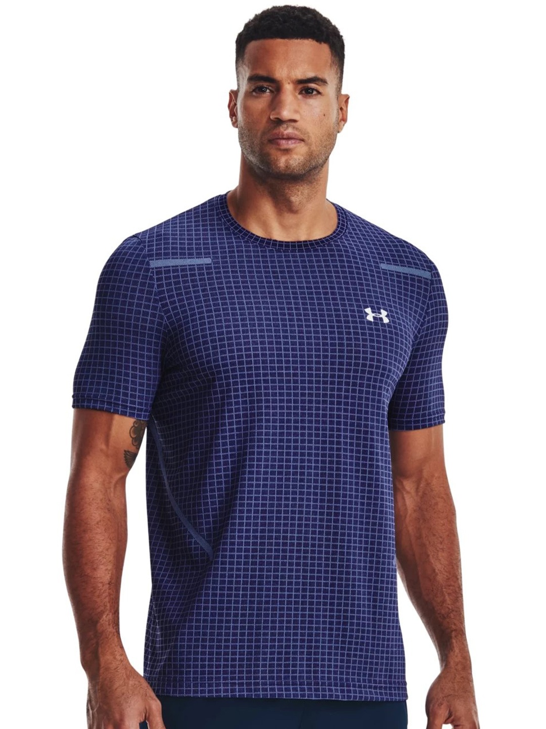 

UNDER ARMOUR Seamless Grid Short Sleeves Slim-Fit T-Shirt, Blue