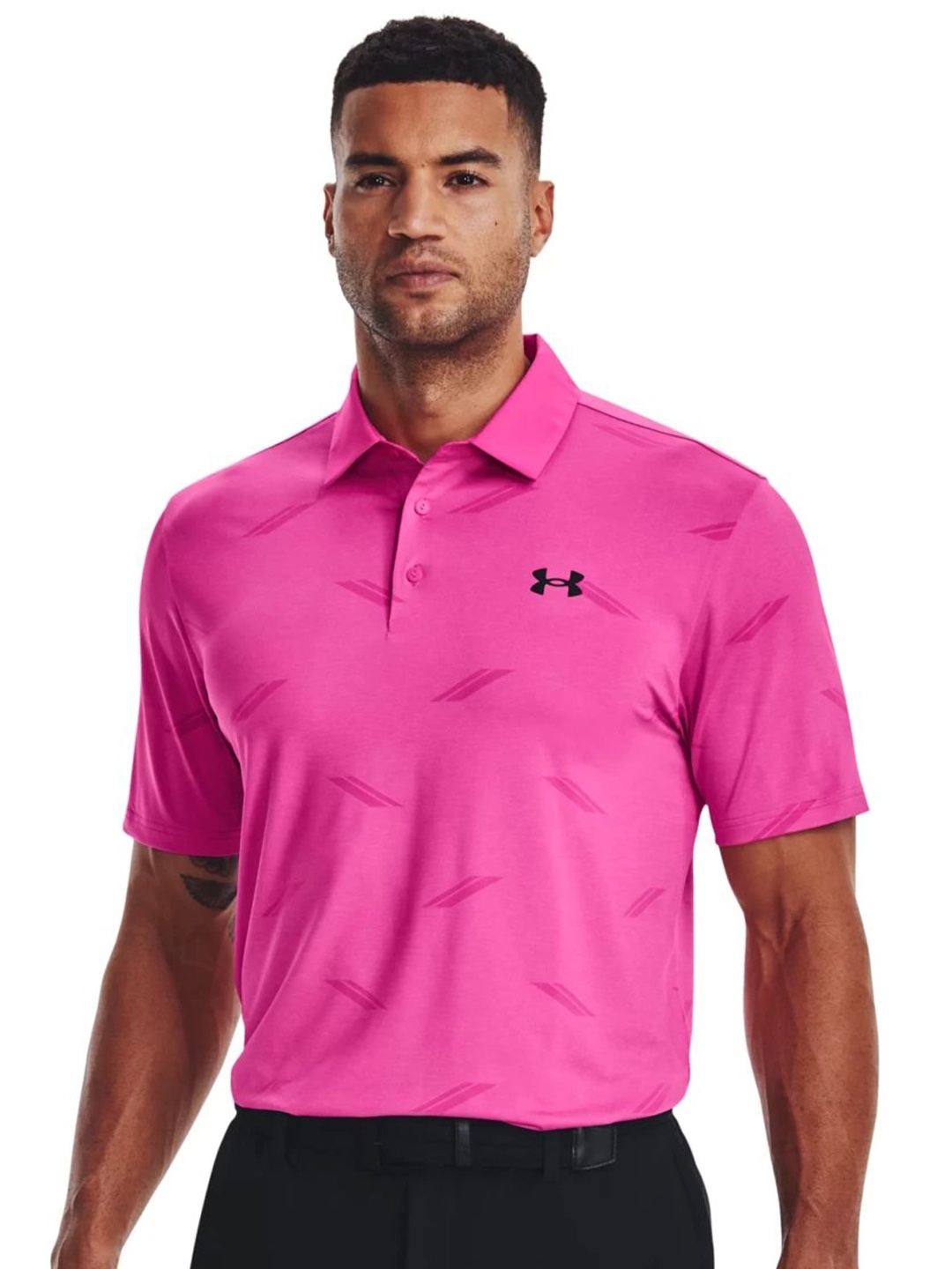 

UNDER ARMOUR Playoff Deuces Jacquard Polo Collar T-Shirt, Pink