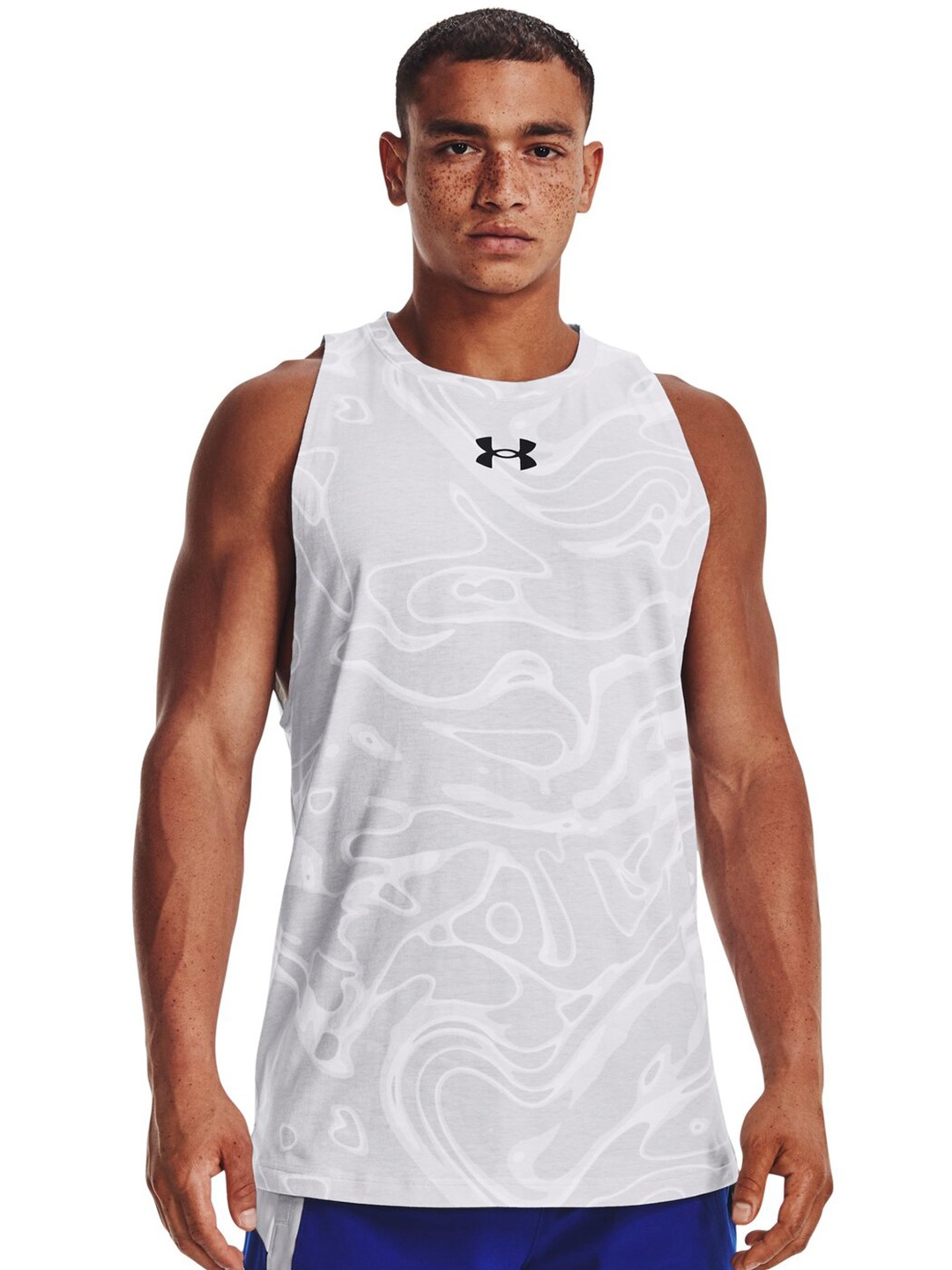 

UNDER ARMOUR Baseline Printed Tank T-Shirt, Grey