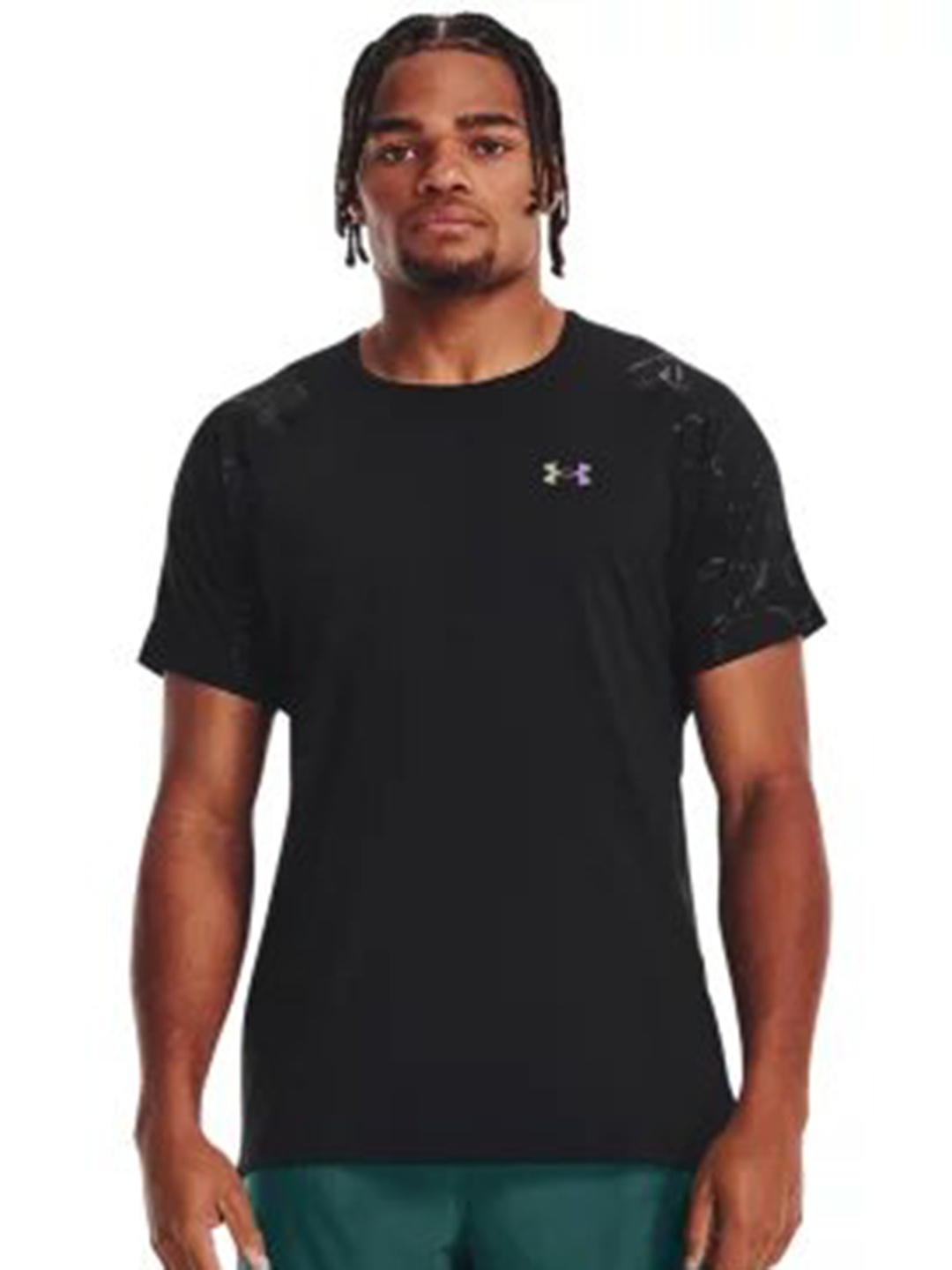 

UNDER ARMOUR Rush Emboss Short Sleeves Round Neck Slim-Fit T-Shirt, Black