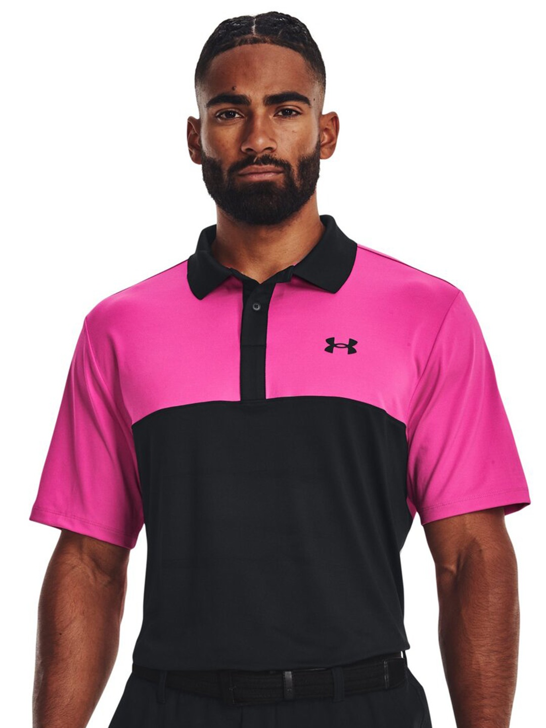 

UNDER ARMOUR Colourblocked Polo Collar Regular T-Shirt, Black