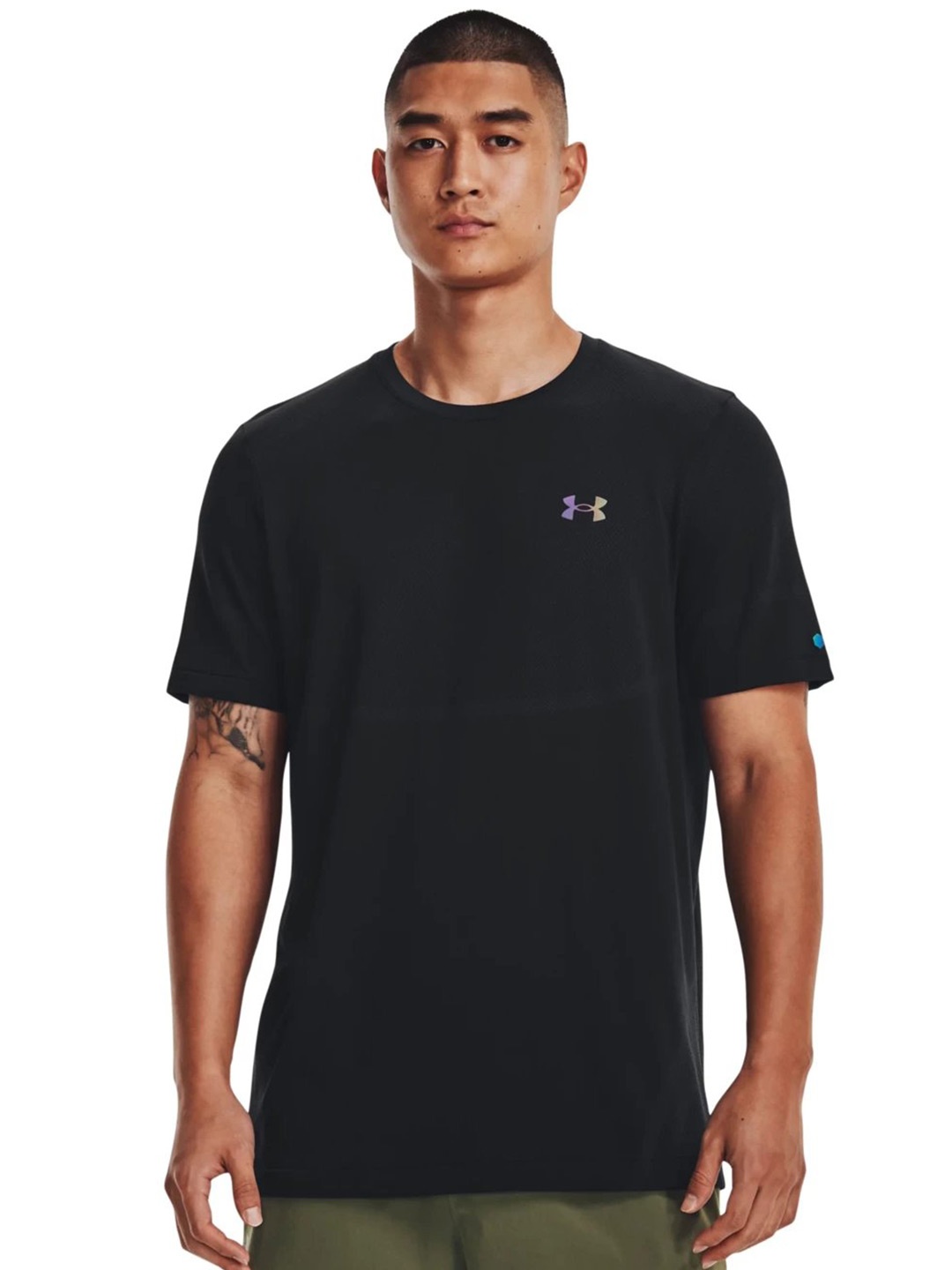 

UNDER ARMOUR Rush Seamless Legacy Short Sleeeves Round Neck Slim-Fit T-Shirt, Black