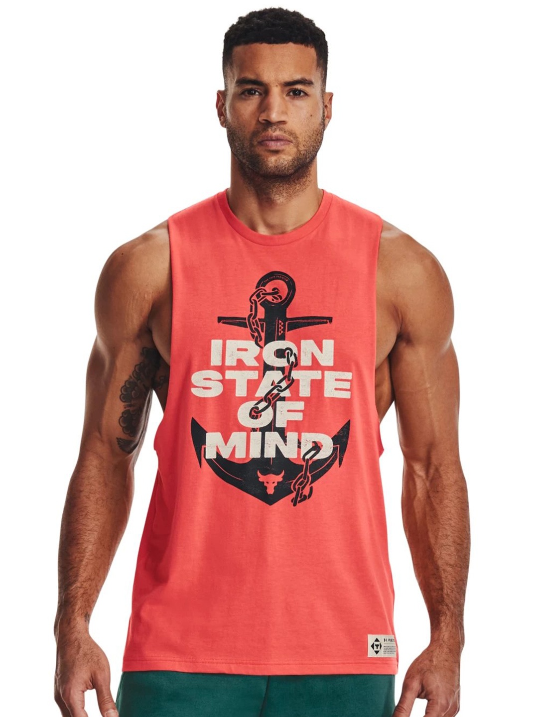 

UNDER ARMOUR Project Rock State of Mind Muscle Tank T-Shirt, Orange