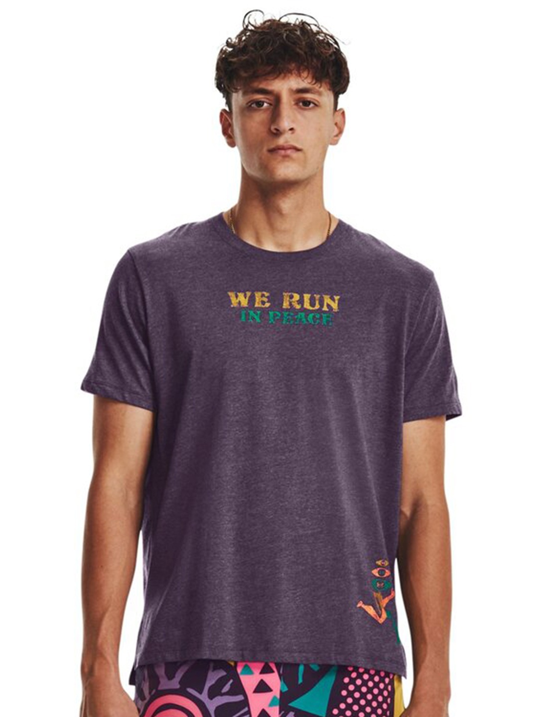 

UNDER ARMOUR We Run in Peace Printed Slim-Fit T-Shirt, Purple