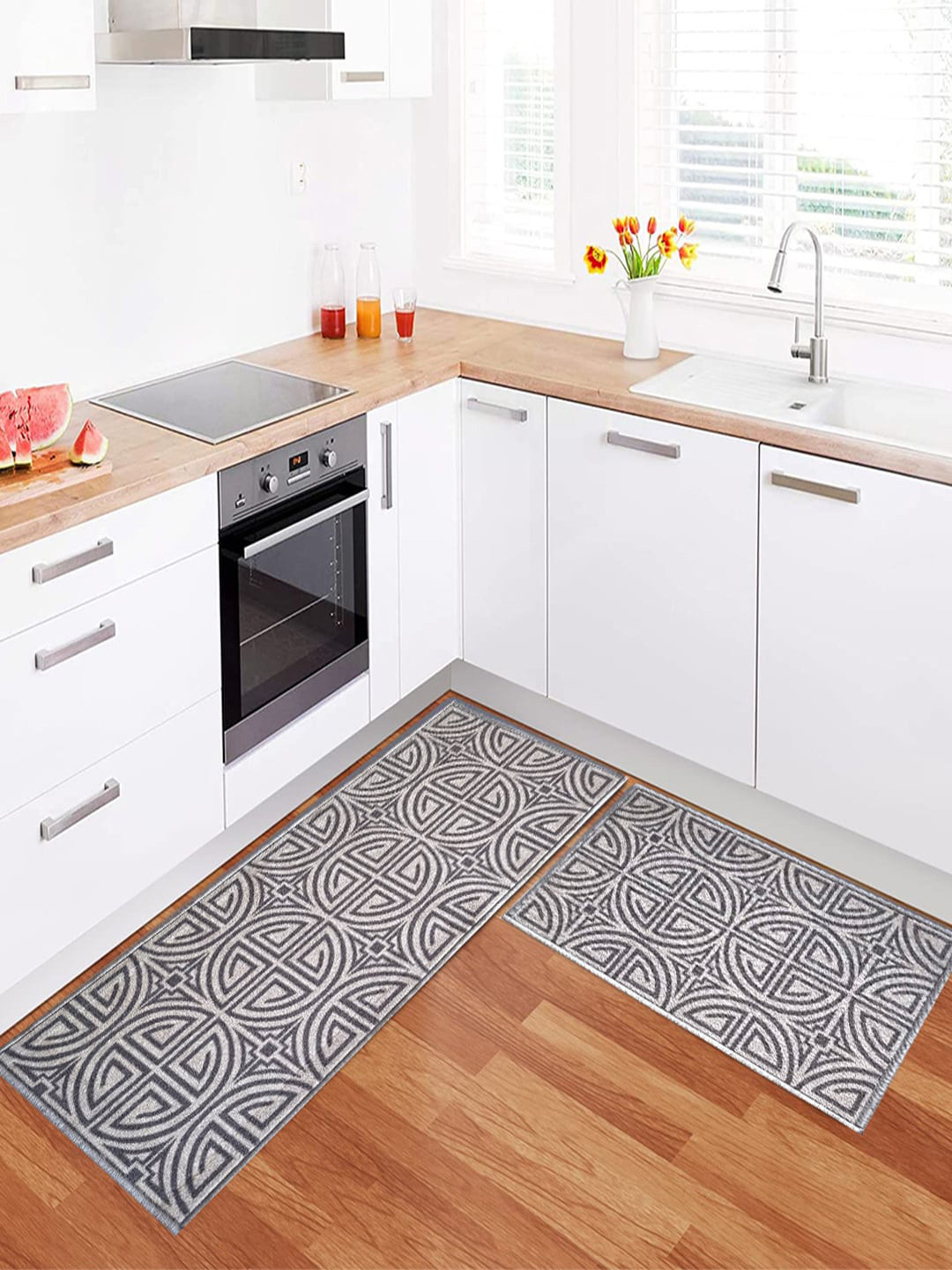 

Matz and More Grey 2 Pieces Geometric Printed Anti-Slip Runners