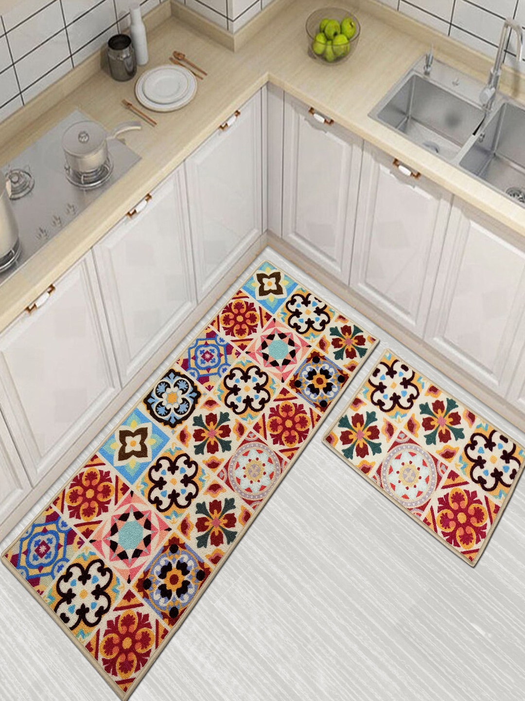 

Matz and More Blue & Brown 2 Pieces Ethnic Motif-Printed Anti-Slip Runners