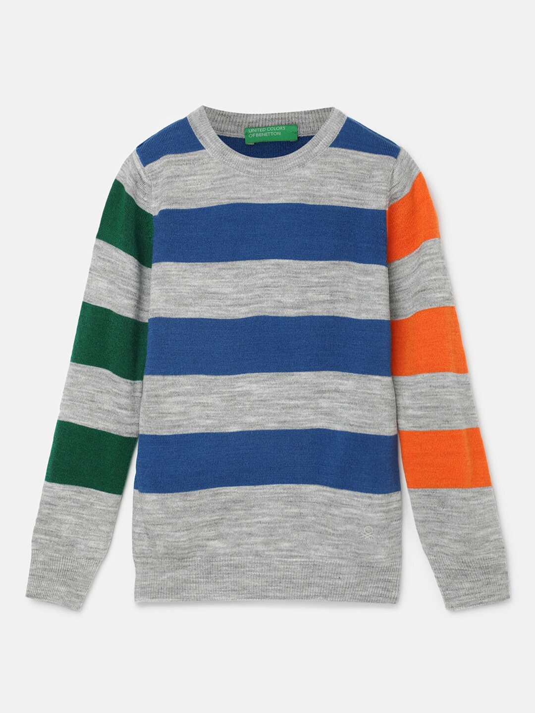 

United Colors of Benetton Boys Striped Acrylic Pullover, Grey