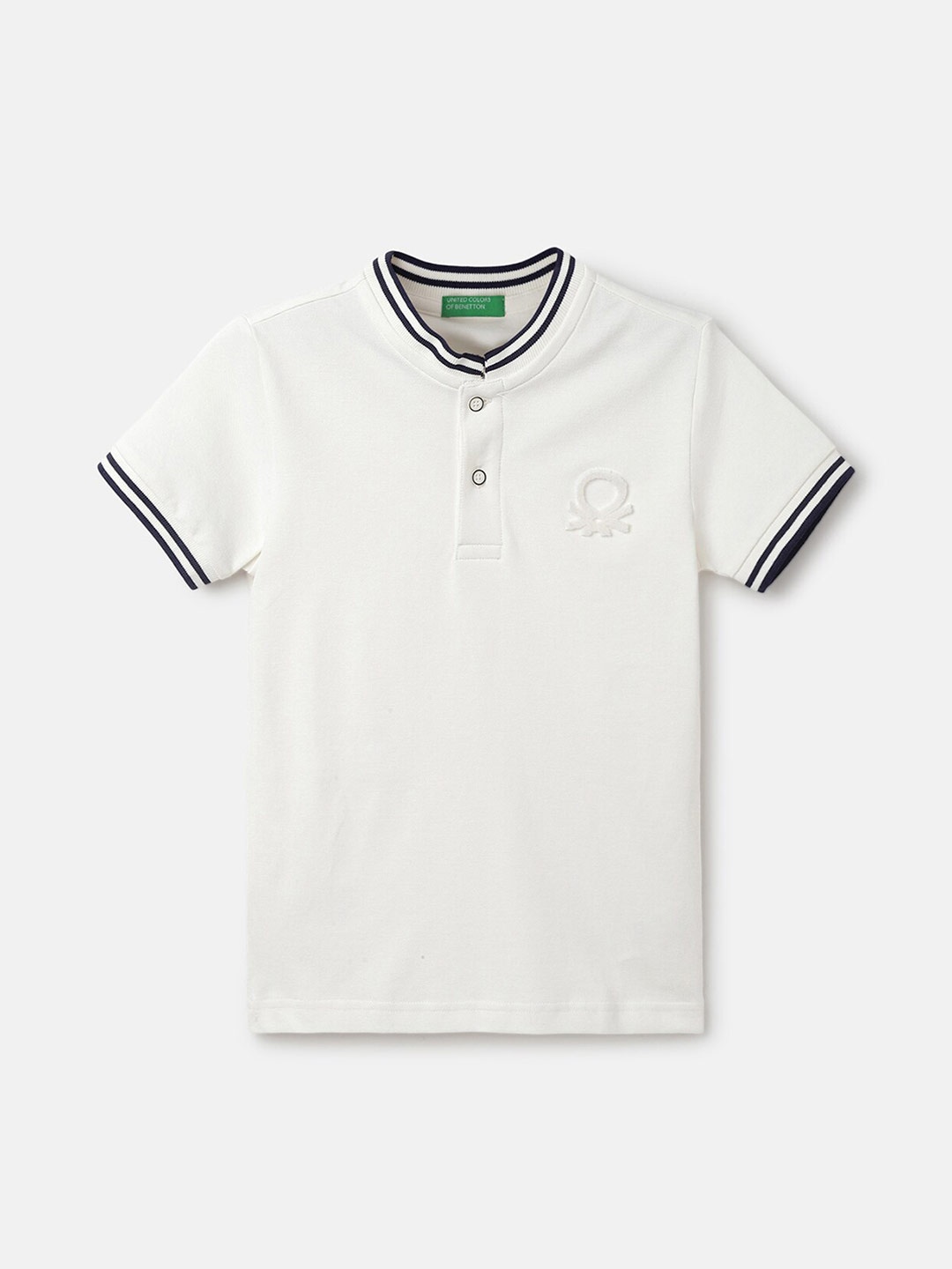 

United Colors of Benetton Boys Mandarin Collar T-shirt, White