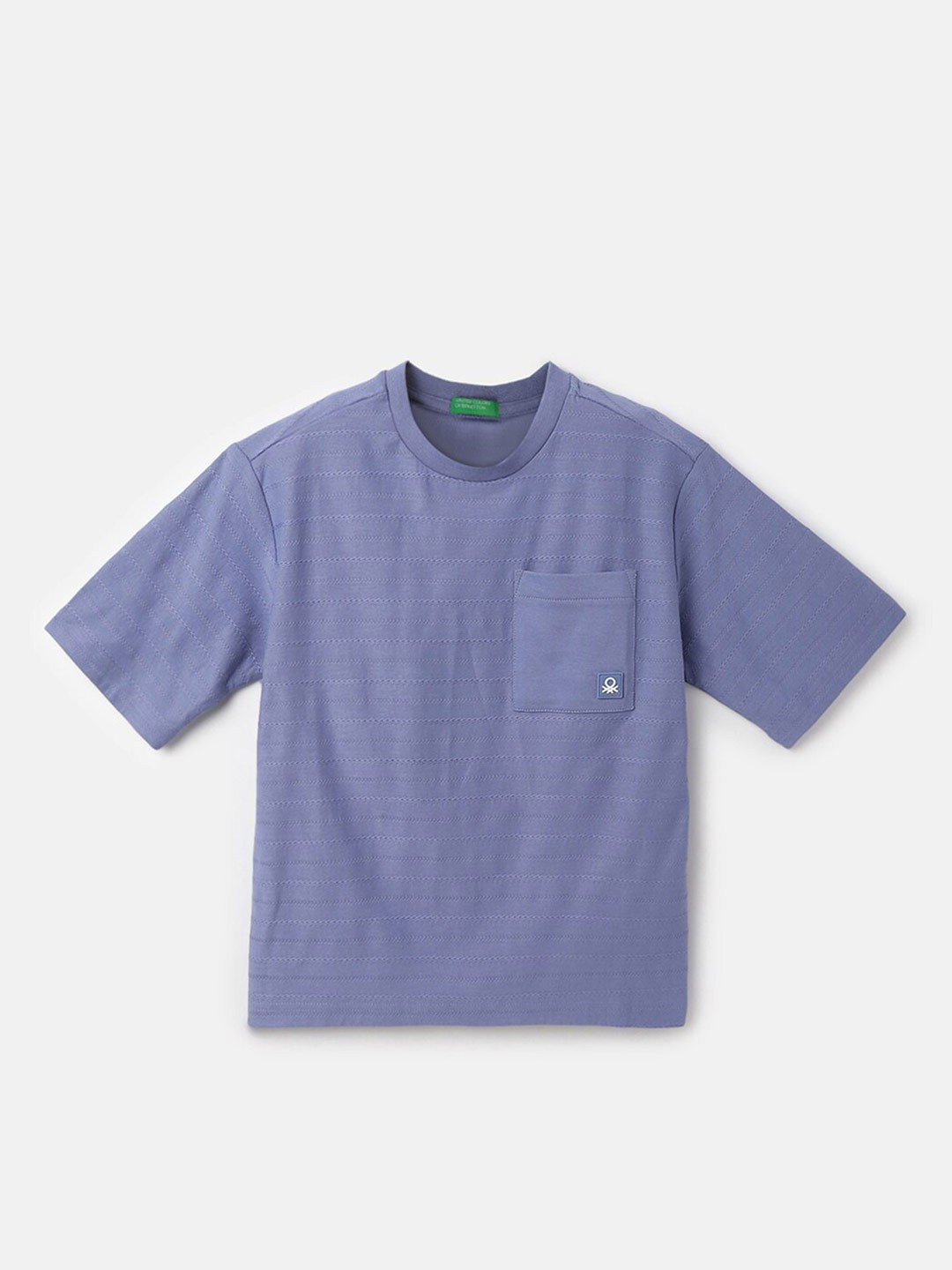 

United Colors of Benetton Boys Round Neck Cotton Boxy T-shirt, Blue